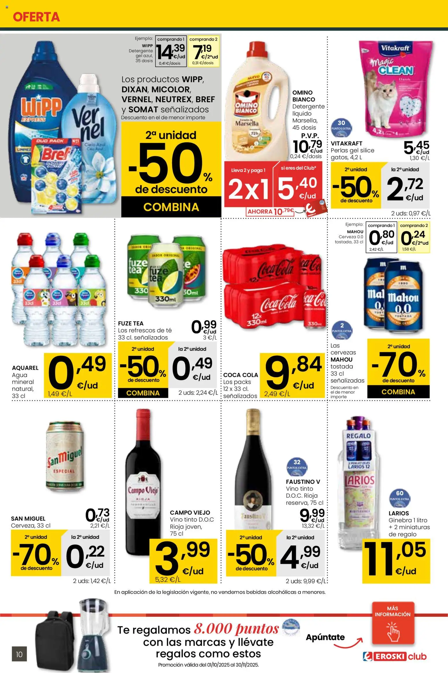Eroski - City │ válido desde el 30.10.2025 | Página: 10 | Productos: Detergente, Vino, Cerveza, Té