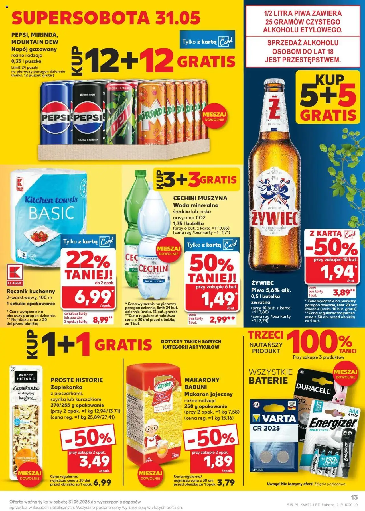 Kaufland gazetka od 29.05.2025 | Strona: 13 | Produkty: Muszyna Woda, Szynka, Cechini muszyna, Makarony