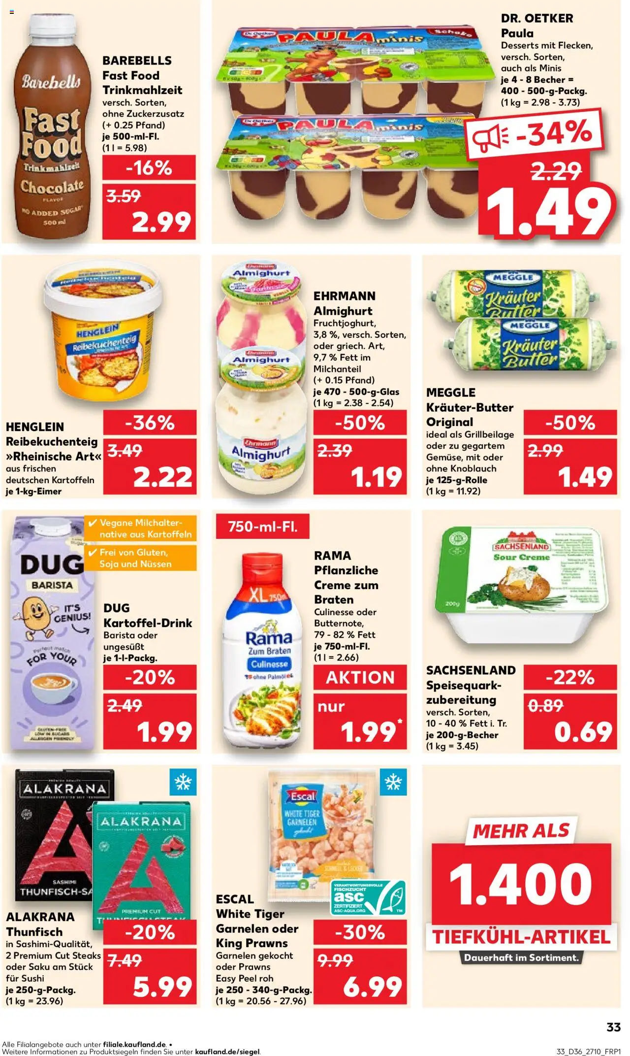 Kaufland prospekt Zeitz	 – gültig ab 07.09.2025 | Seite: 33 | Produkte: Kartoffeln, Knoblauch, Tiger garnelen, Speisequark