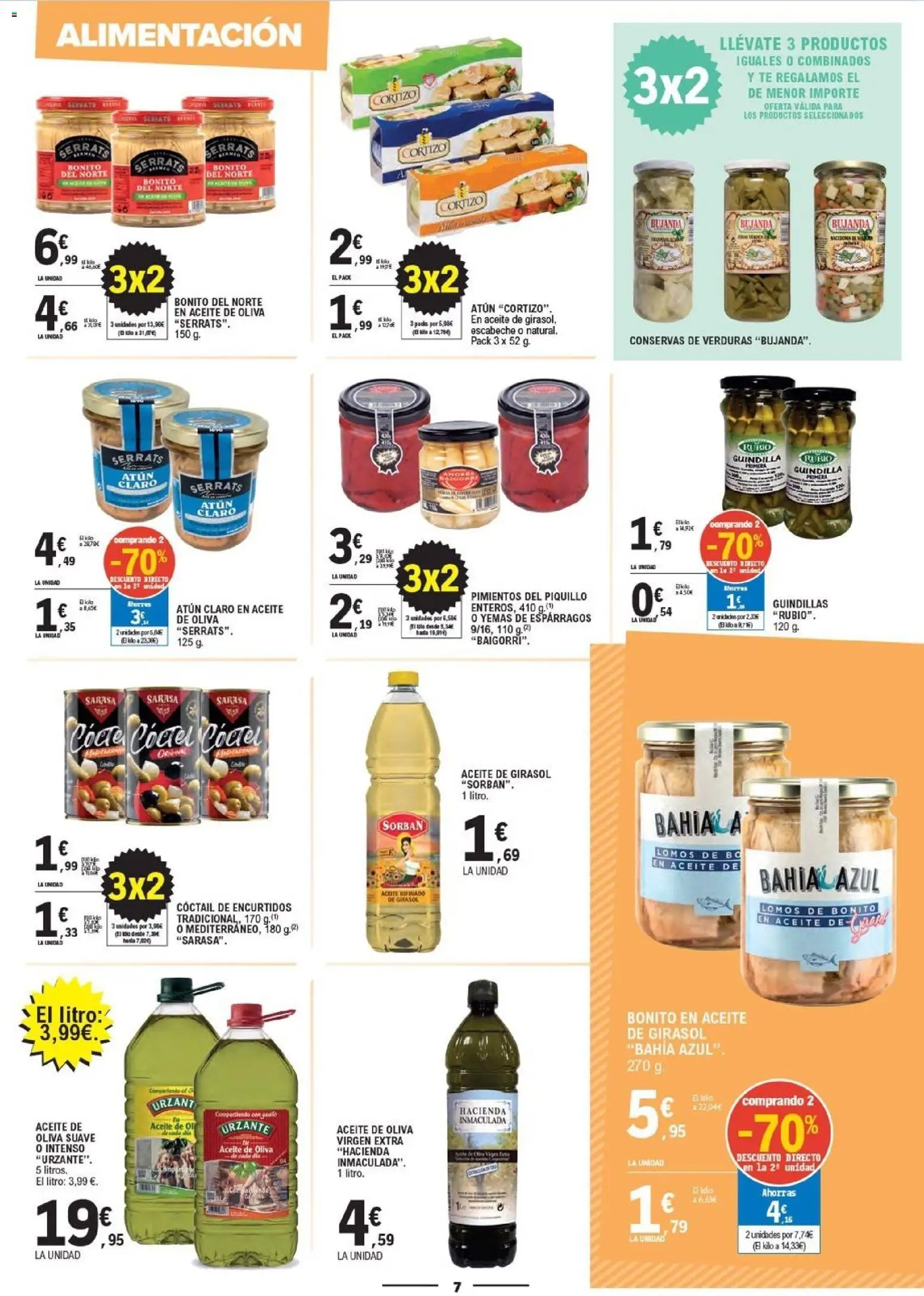 E.Leclerc folleto │ válido desde el 14.01.2026 | Página: 7 | Productos: Aceite, Νερό καρύδας, Té, Aceite de girasol
