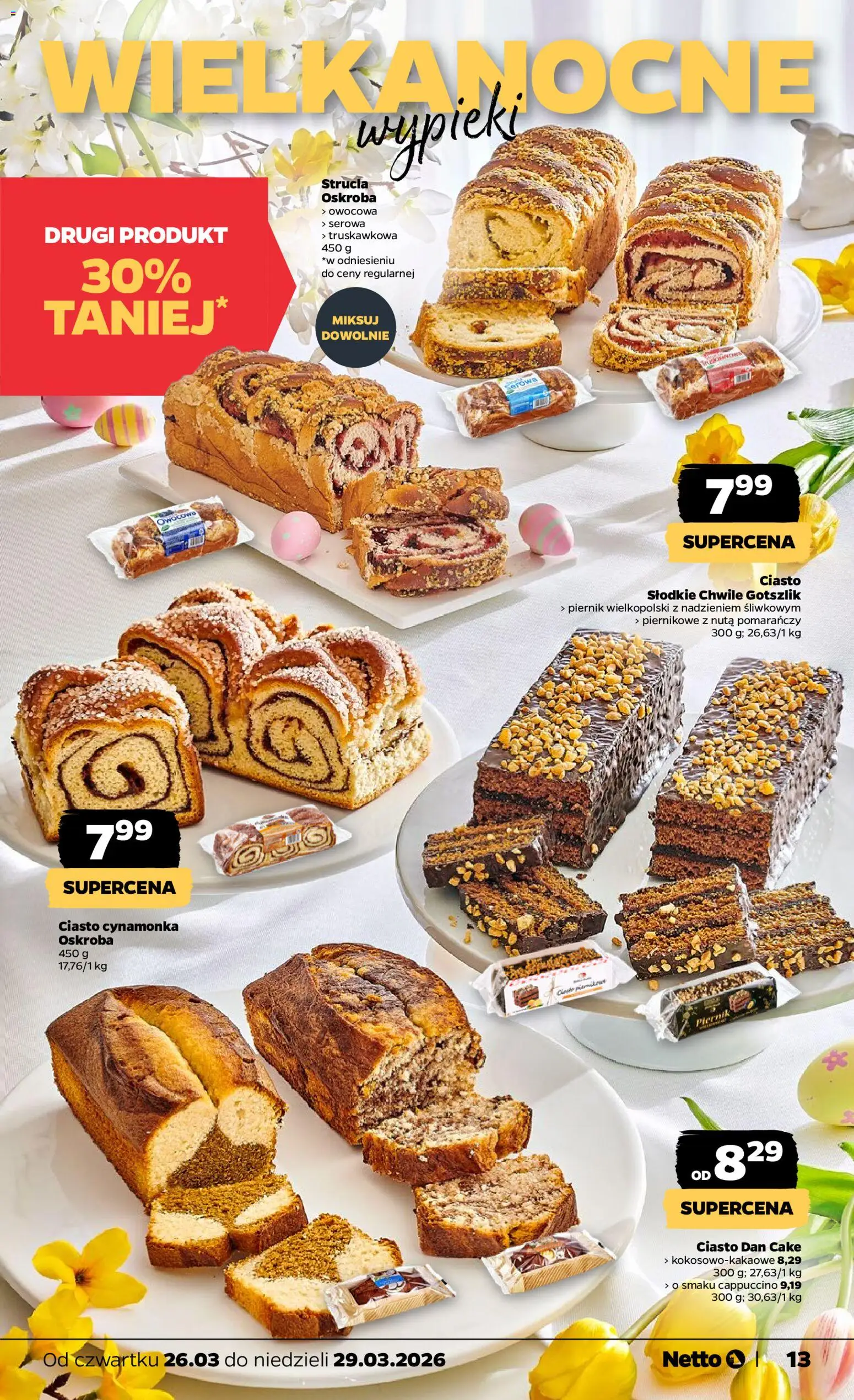 Netto gazetka od czwartku spożywcza od 26.03.2026 | Strona: 13 | Produkty: Ciasto, Piernik, Cappuccino