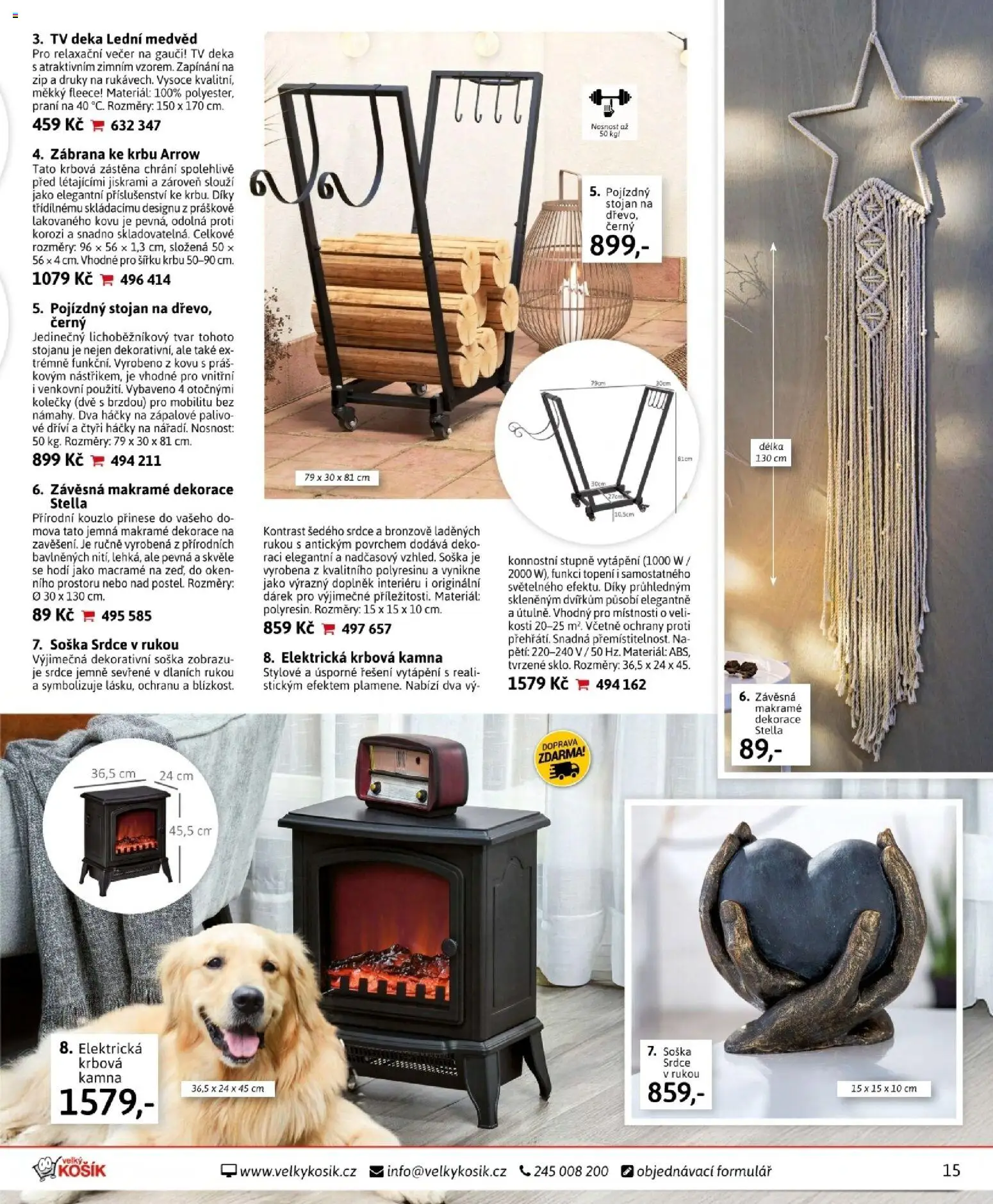 Velký Košík katalog únor 2026 od 01.02.2026 | Strana: 15 | Produkty: Zábrana ke krbu, Tv, Soška, Krbová zástěna