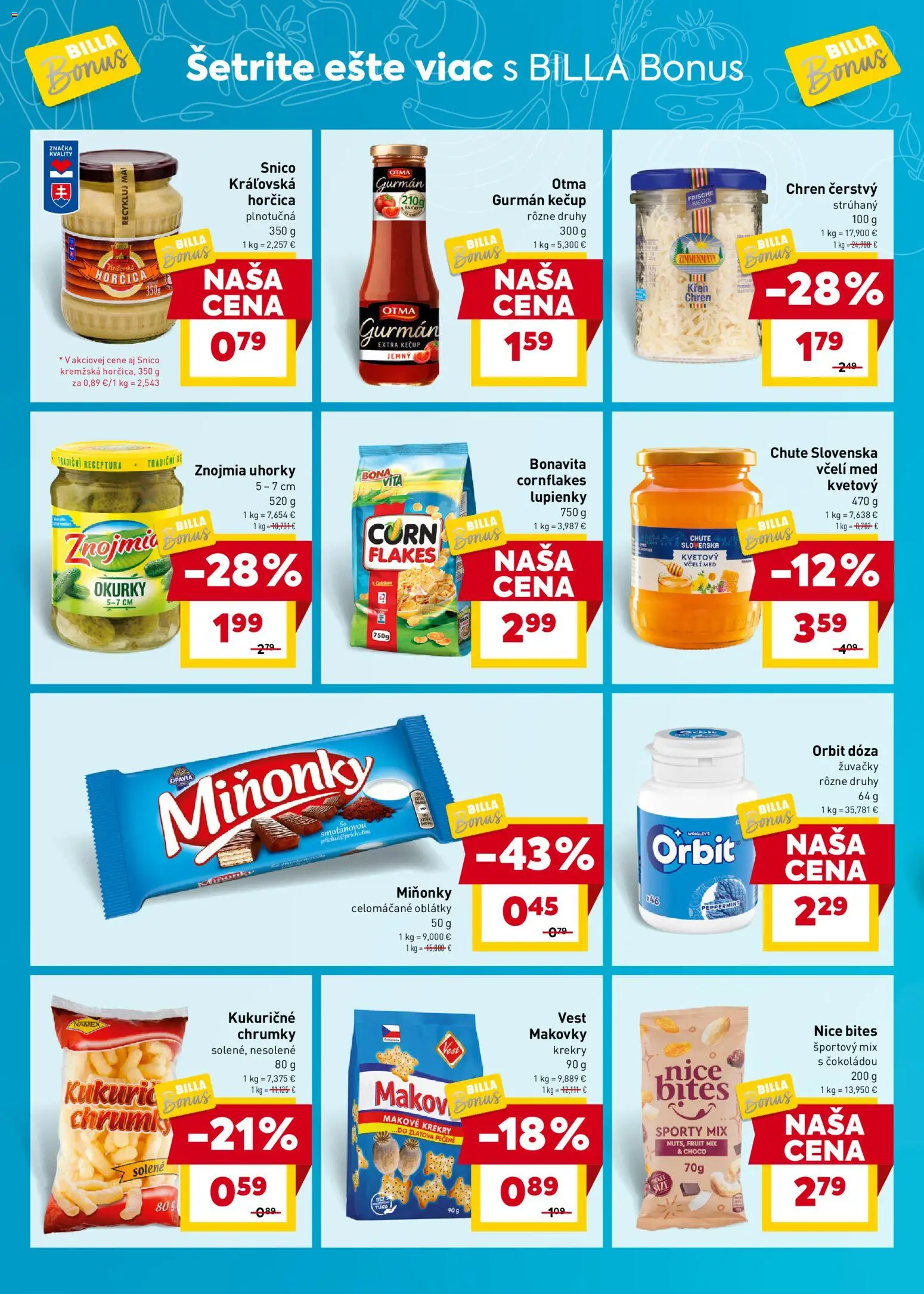 Nové Billa akcie – leták je platný od 19.11.2025 | Strana: 6 | Produkty: Chren, Kečup, Med, Uhorky