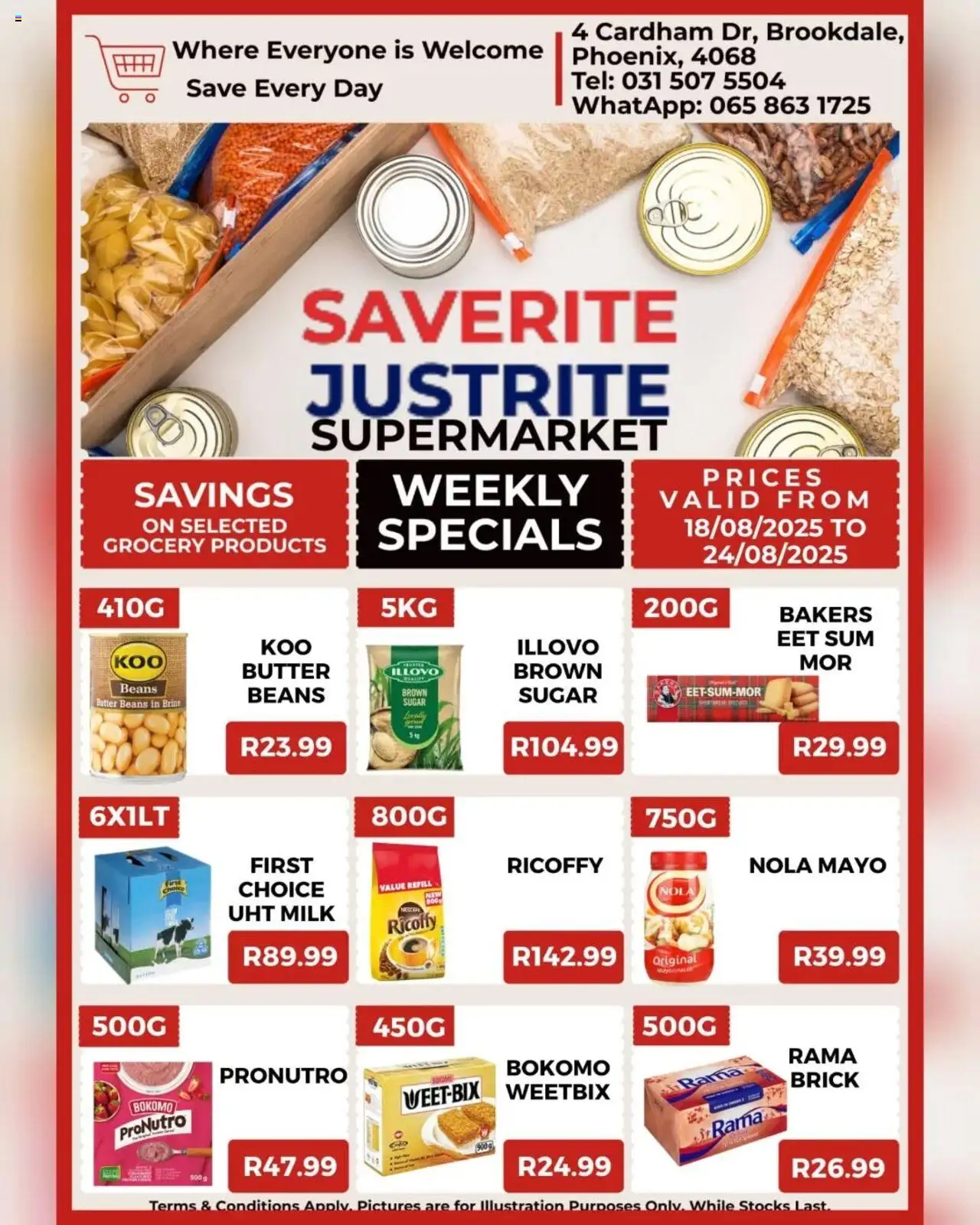 Saverite Specials │ valid from 18.08.2025 | Page: 2 | Products: Beans, Milk, Butter, Sugar