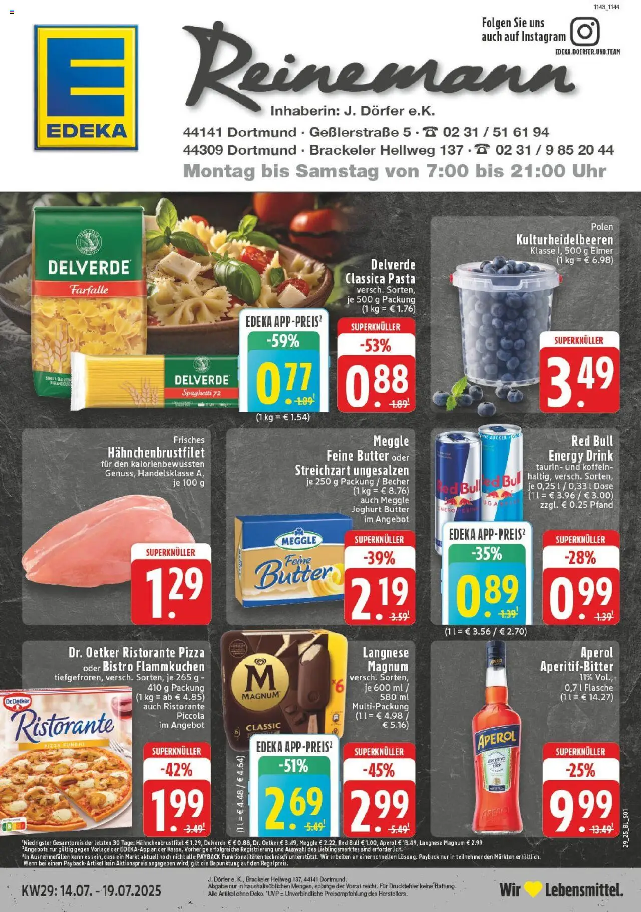 Edeka prospekt Dortmund-Brackel	 - gültig ab dem 13.07.2025 | Seite: 1 | Produkte: Langnese, Energy, Butter, Zucker