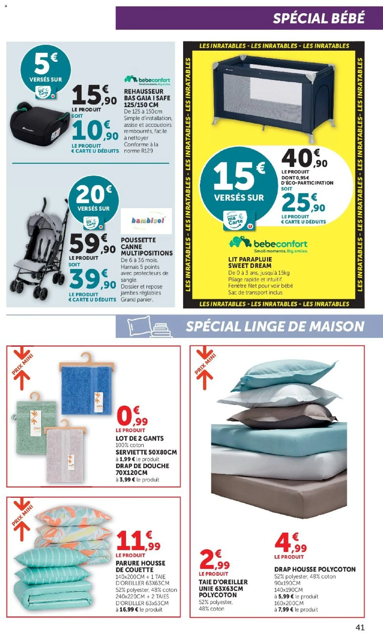 {H1} | Page: 41 | Produits: Lit parapluie, Coton, Sac de transport, Rehausseur