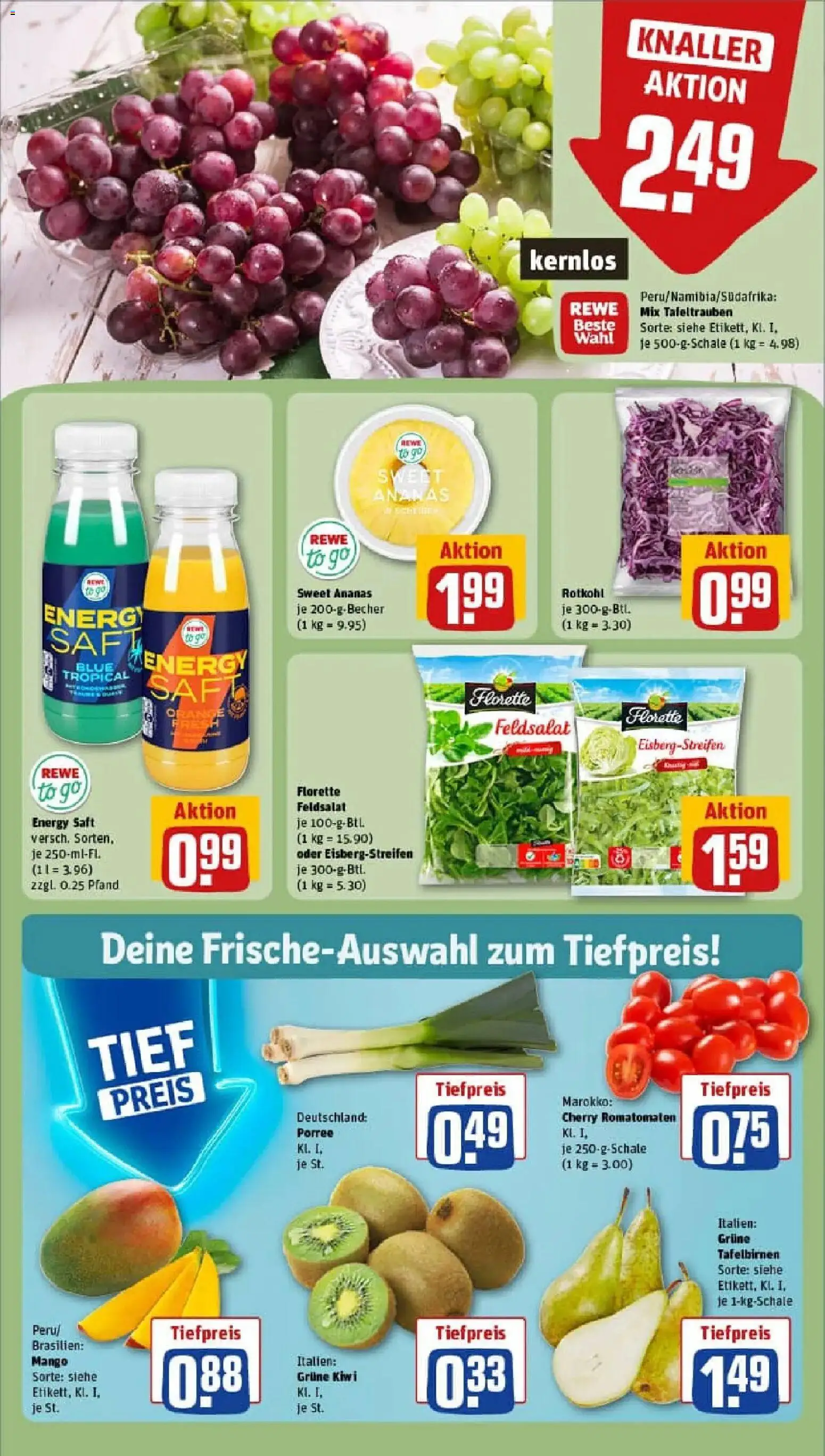 Rewe prospekt Berlin / Prenzlauer Berg	 – gültig ab 18.01.2026 | Seite: 8 | Produkte: Rotkohl, Ananas, Saft, Kiwi
