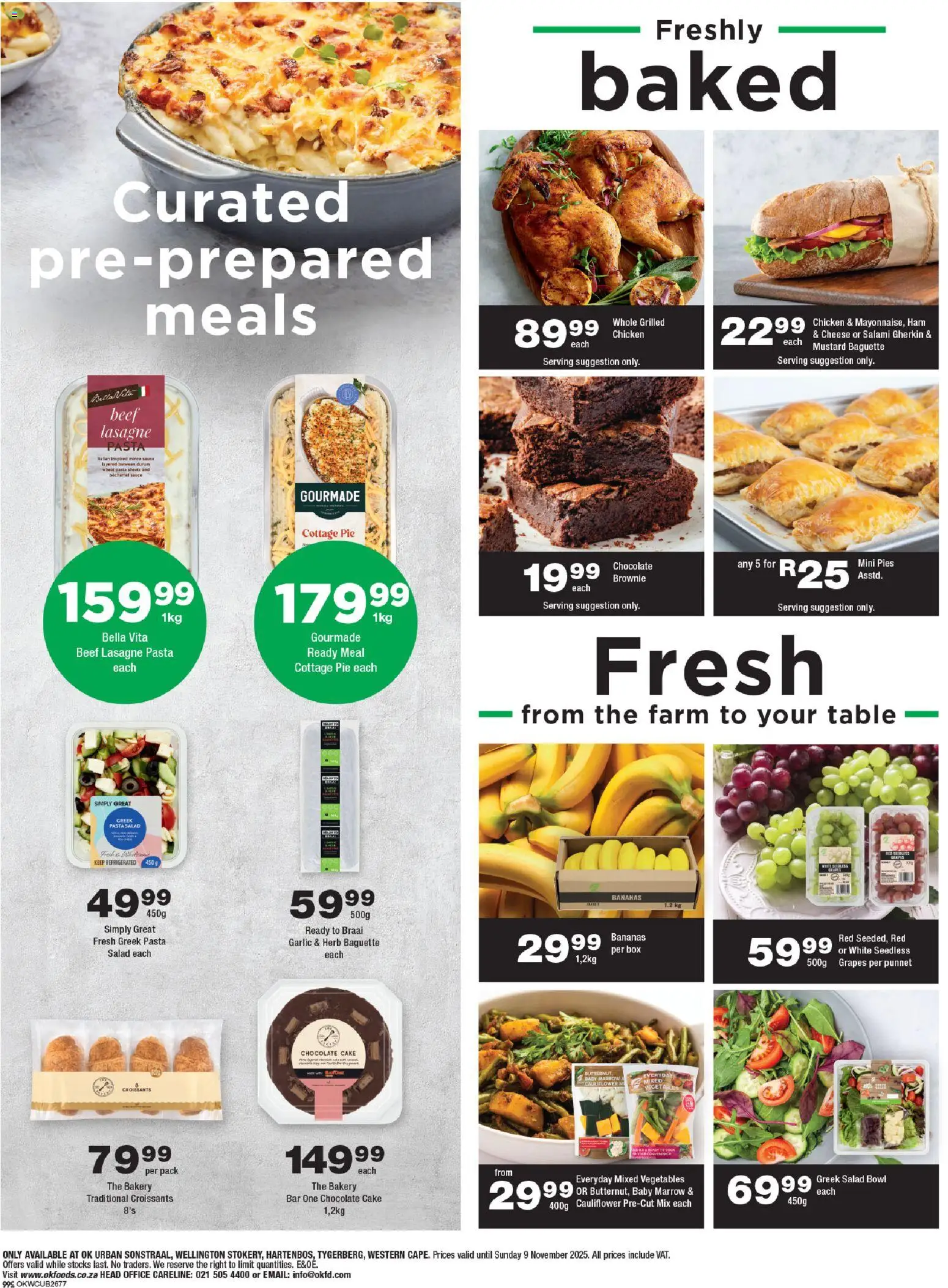 New OK Foods catalogue – valid from 27.10.2025 | Page: 2 | Products: Cauliflower, Bowl, Salami, Bananas