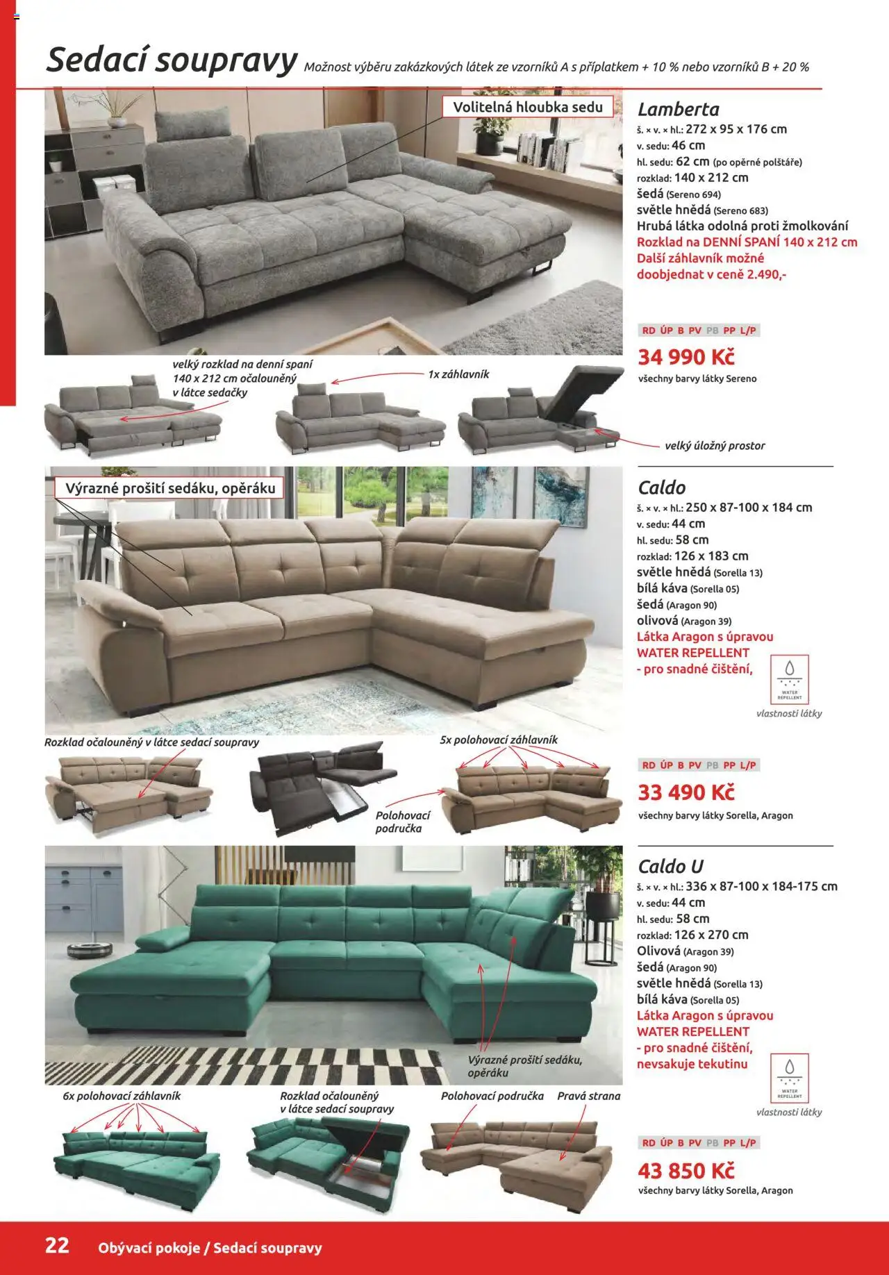 ORFA nábytek katalog 2025-2026 od 01.10.2025 | Strana: 22 | Produkty: Polštáře, Káva, Barvy, Sedačky
