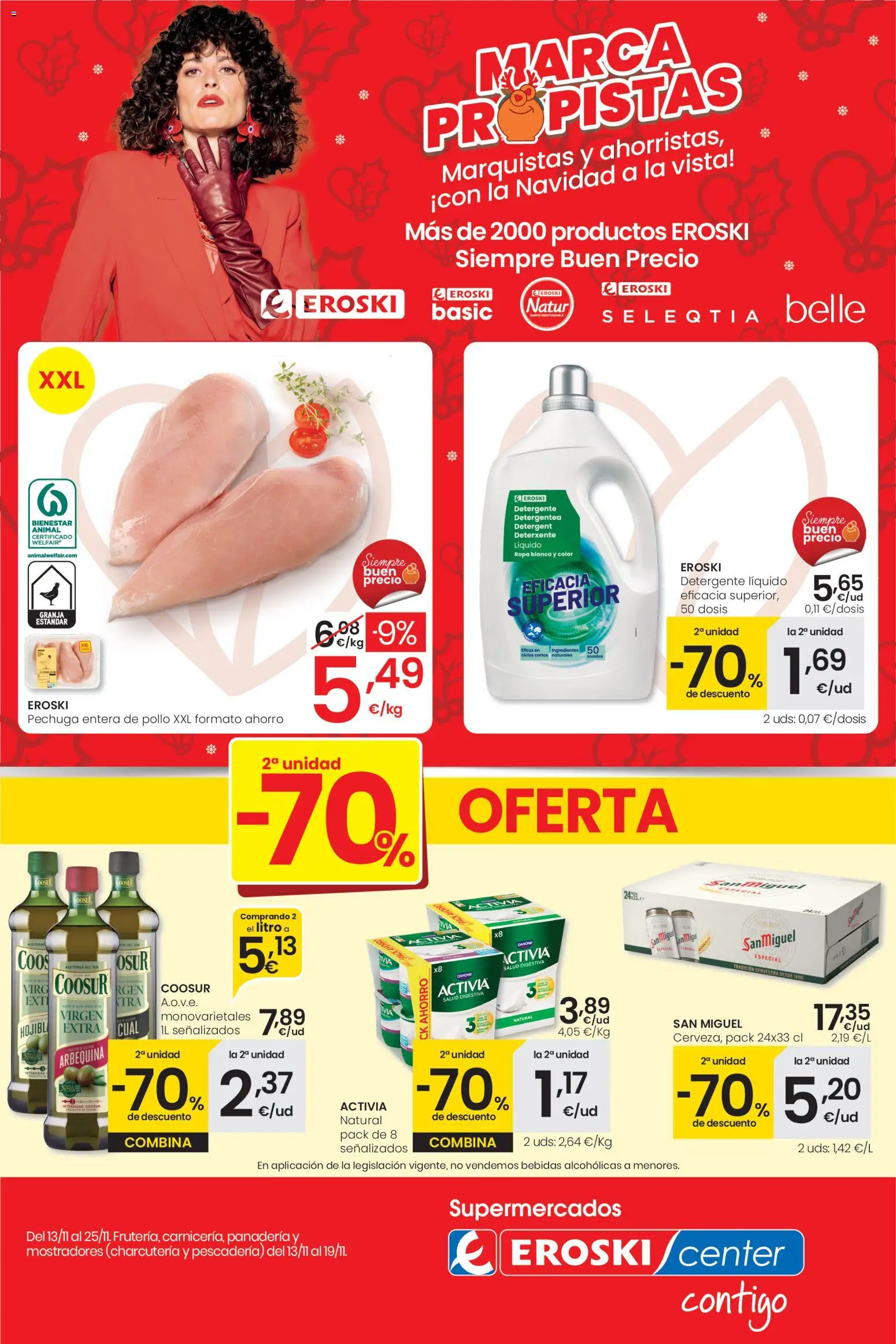 Eroski folleto │ válido desde el 13.11.2025 | Página: 1 | Productos: Detergente, Ropa, Detergente líquido, Panadería