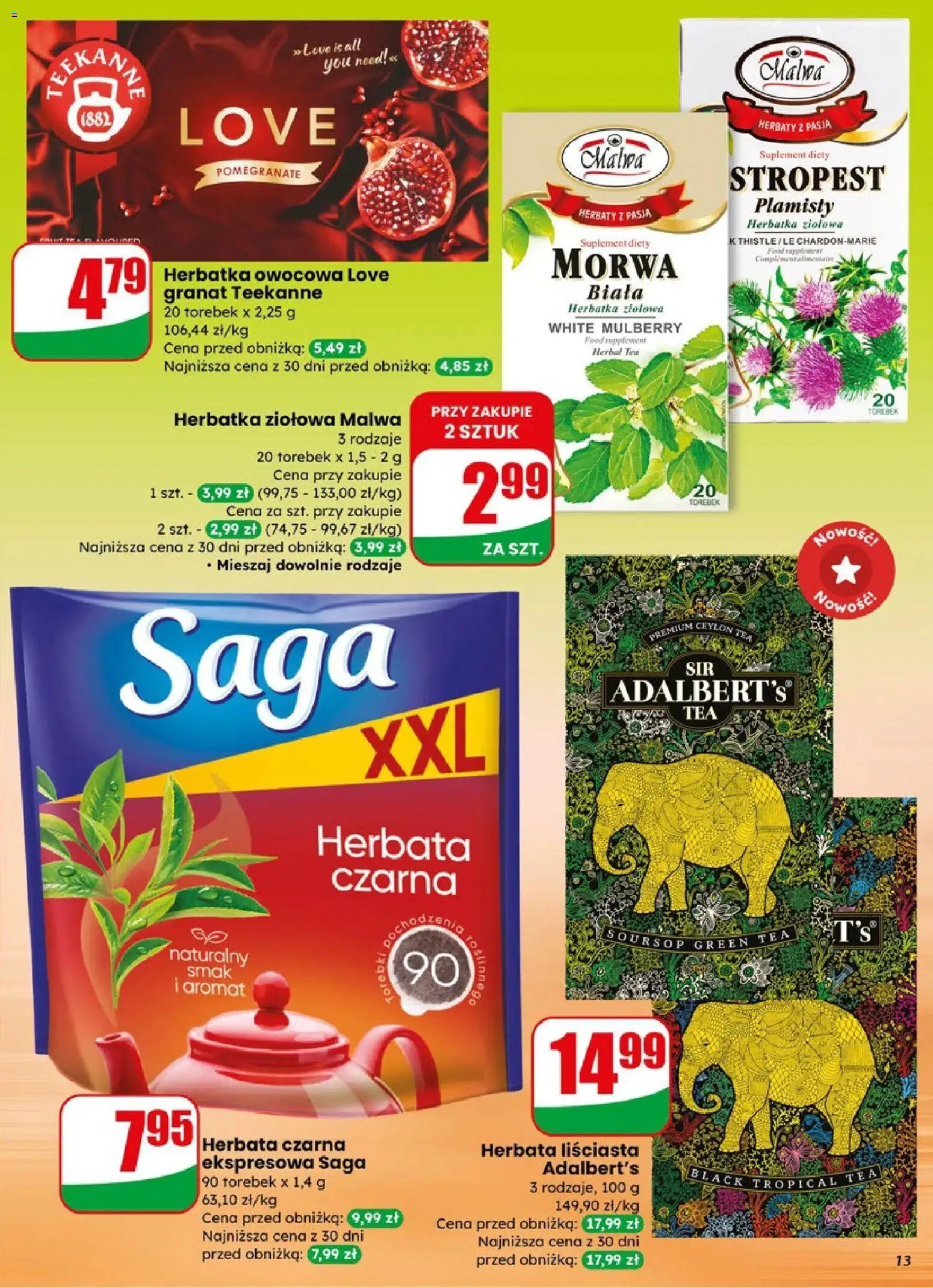 Dino gazetka od 08.04.2026 | Strona: 13 | Produkty: Herbata liściasta, Herbata, Torebki