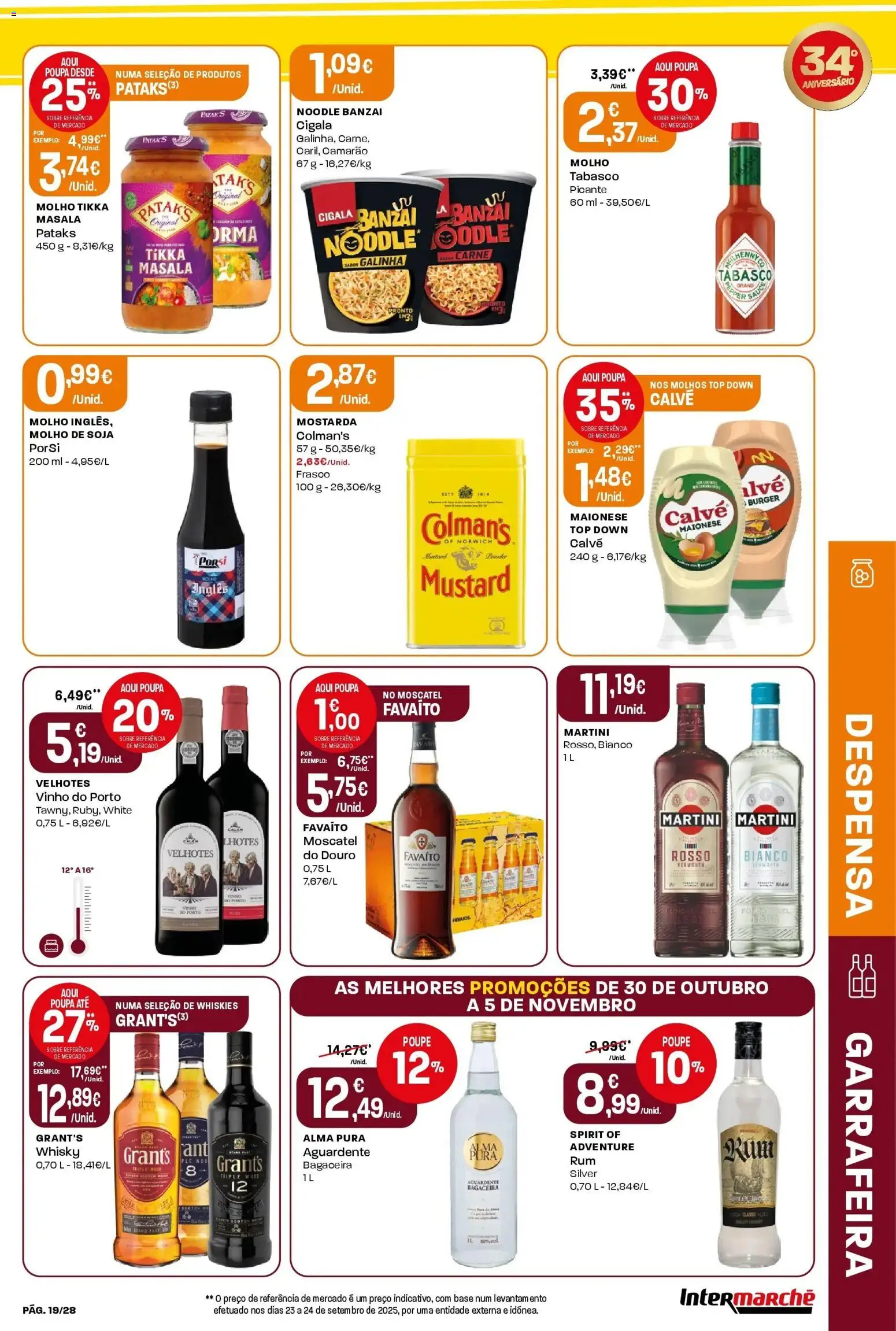 Intermarché - Aniversário à la poupança. » de 30/10/2025 - 05/11/2025 | Página: 19 | Produtos: Whisky, Bacon, Maionese, Carne
