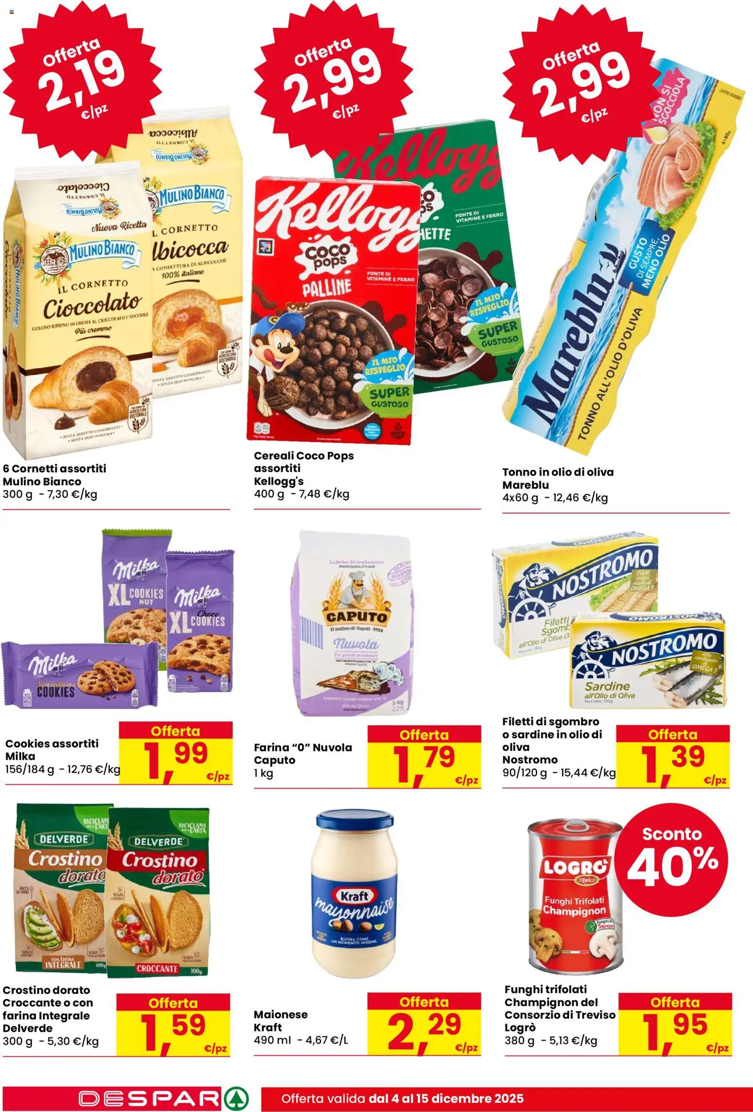 Volantino Despar del 04.12.2025 | Pagina: 14 | Prodotti: Crema, Cornetto, Olio, Nocciole