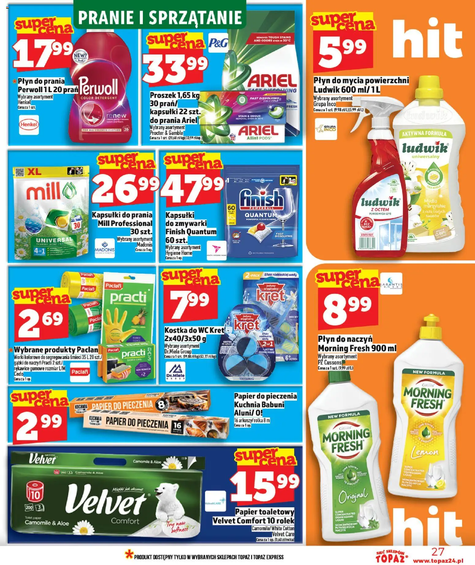 Topaz Gazetka - Ceny małe na stałe od 26.02.2026 | Strona: 27 | Produkty: Papier toaletowy, Ariel, Mydło, Finish