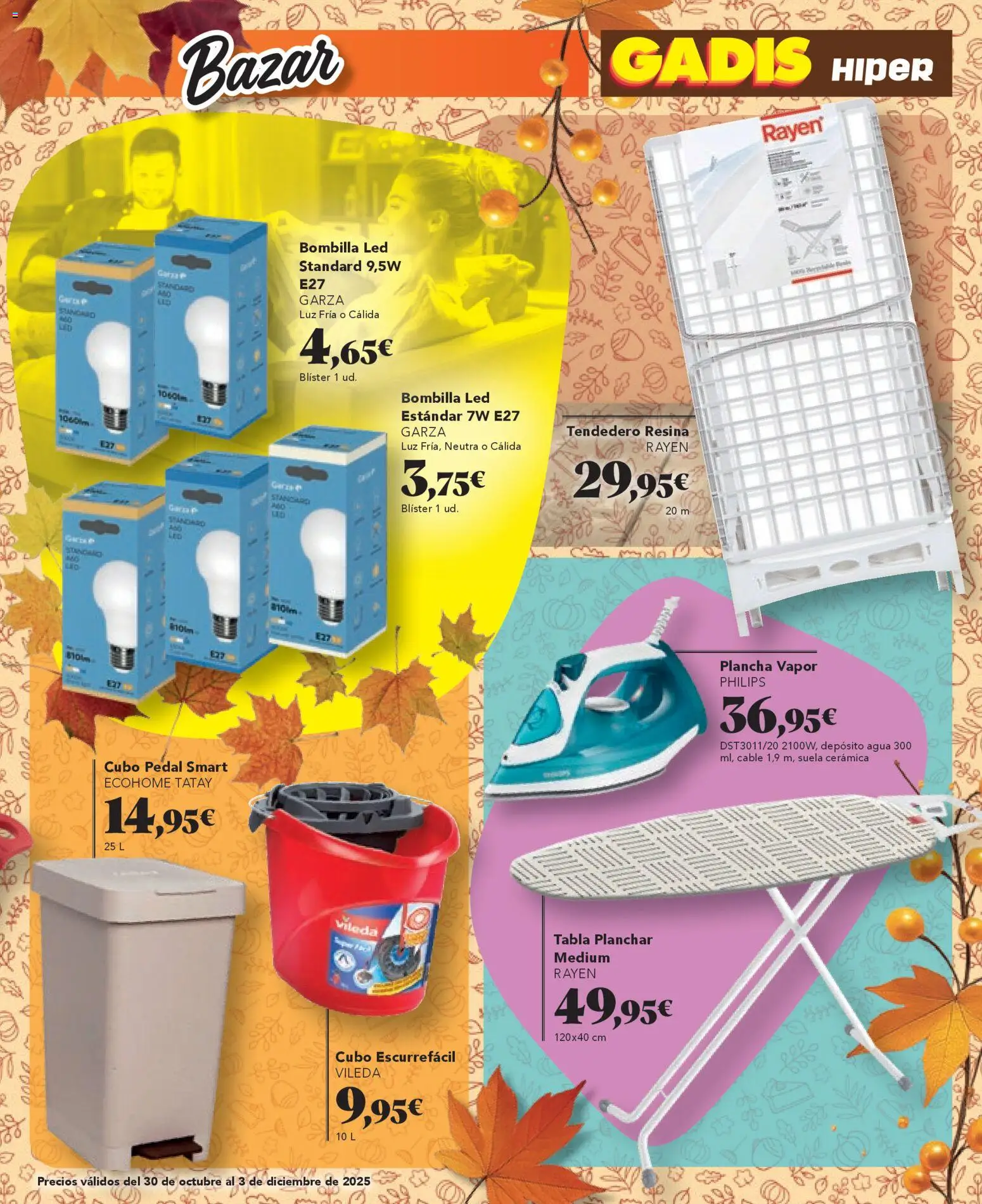 Gadis Hiper folleto │ válido desde el 30.10.2025 | Página: 7 | Productos: Tendedero, Cable, Bombilla, Plancha