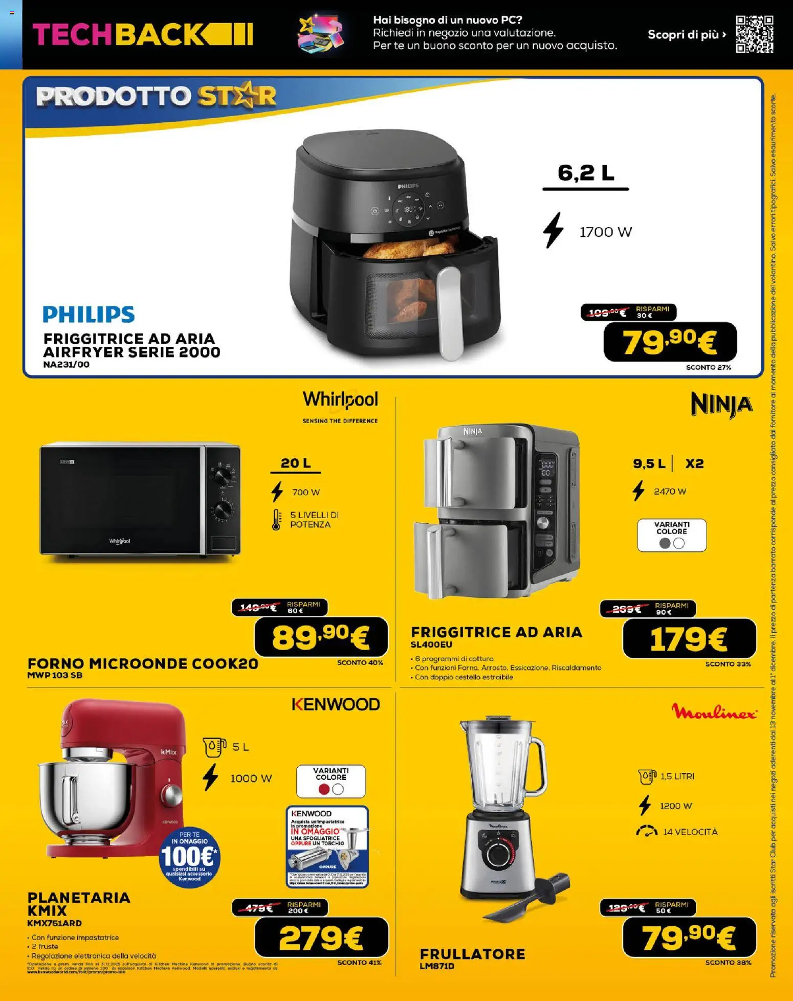 Volantino Euronics del 13.11.2025 | Pagina: 21 | Prodotti: Friggitrice ad aria, Frullatore, Forno, Friggitrice