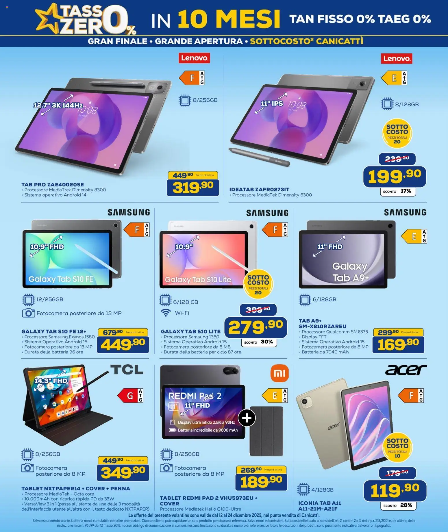 Volantino Euronics del 12.12.2025 | Pagina: 11 | Prodotti: Tablet, Fotocamera, Batteria, Samsung