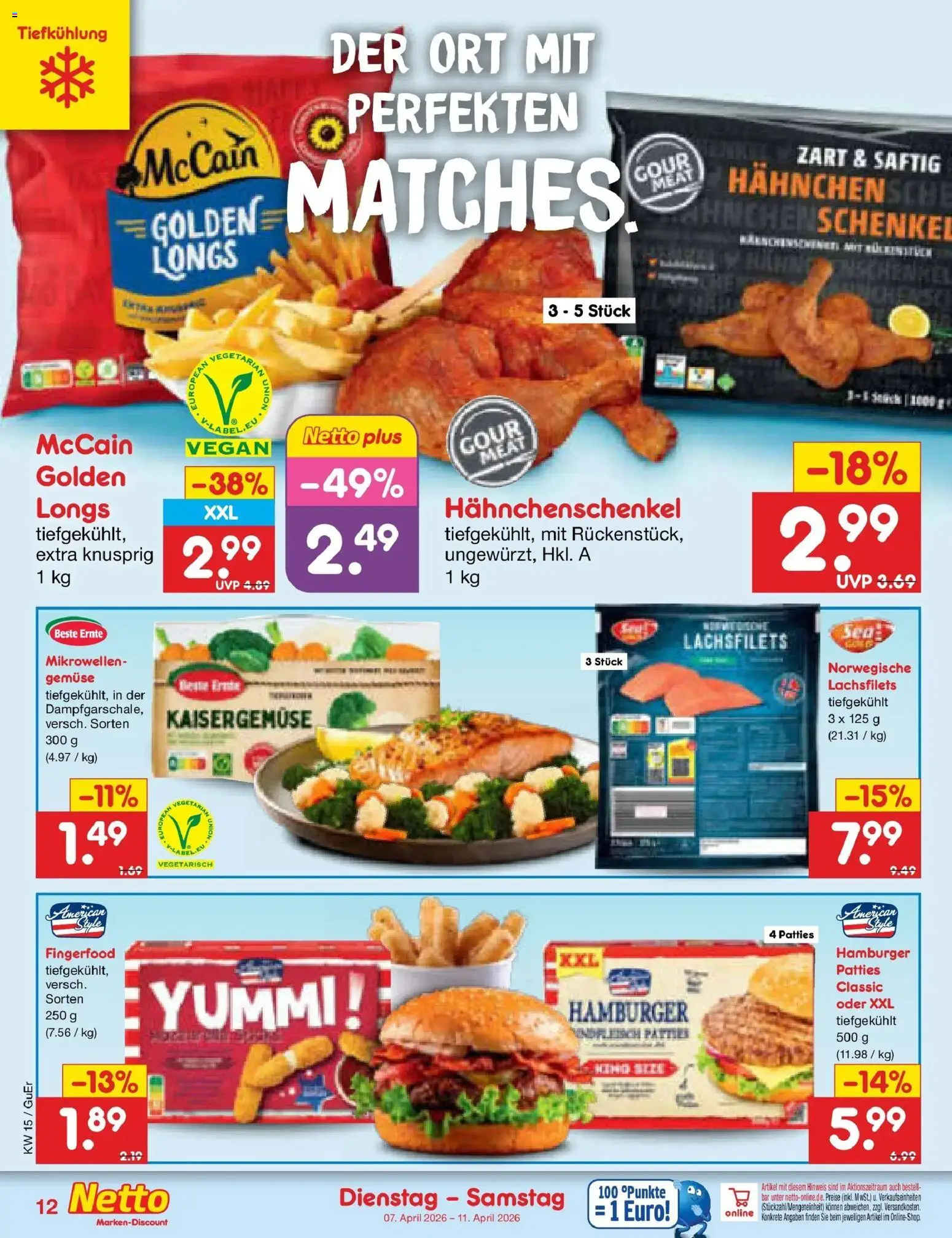 Netto Marken-Discount Prospekt Jena-Lobeda	 – gültig ab 05.04.2026 | Seite: 14 | Produkte: Hahnchen, Hahnchenschenkel, McCain, Gemüse