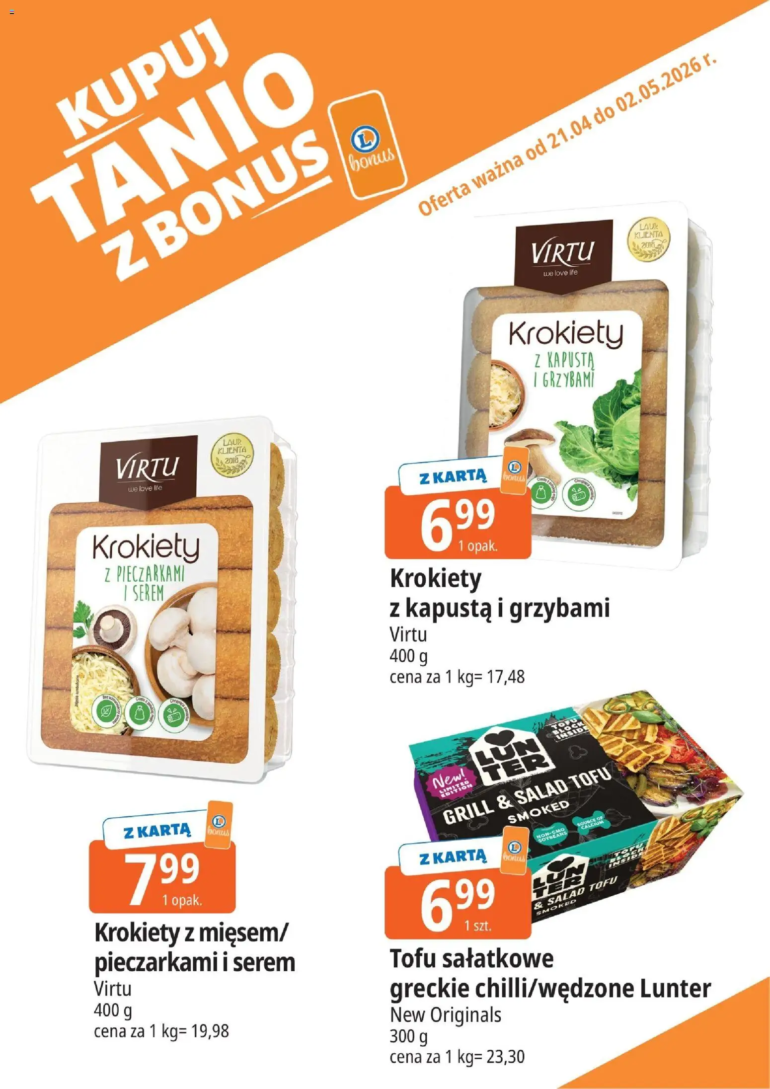 E.Leclerc gazetka - Zielona Góra kupony dodatkowe od 21.04.2026 | Strona: 13 | Produkty: Kapusta, Karta, Krokiety, Tofu