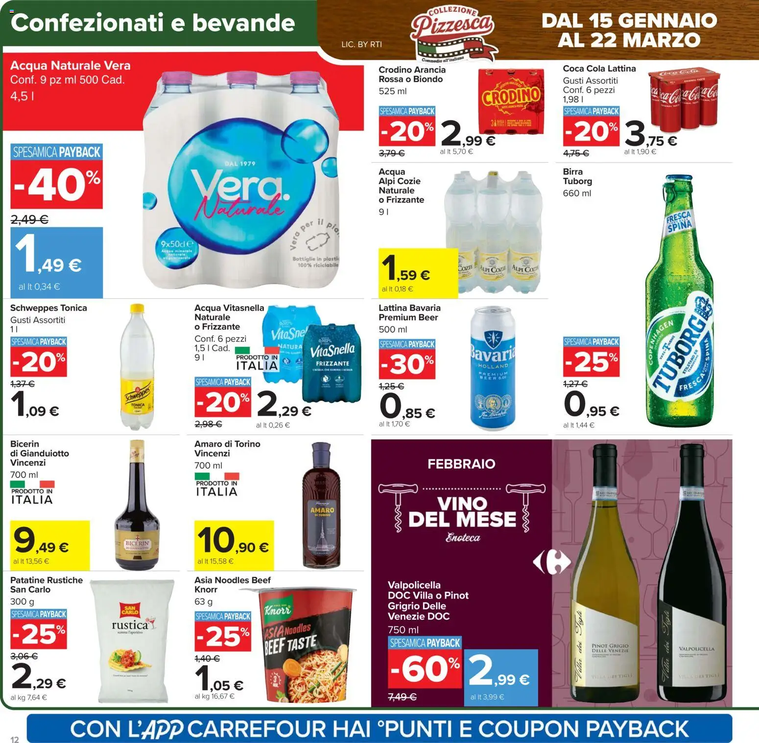 Volantino Carrefour del 17.02.2026 | Pagina: 12 | Prodotti: Acqua, Acqua naturale, Arancia, Enoteca