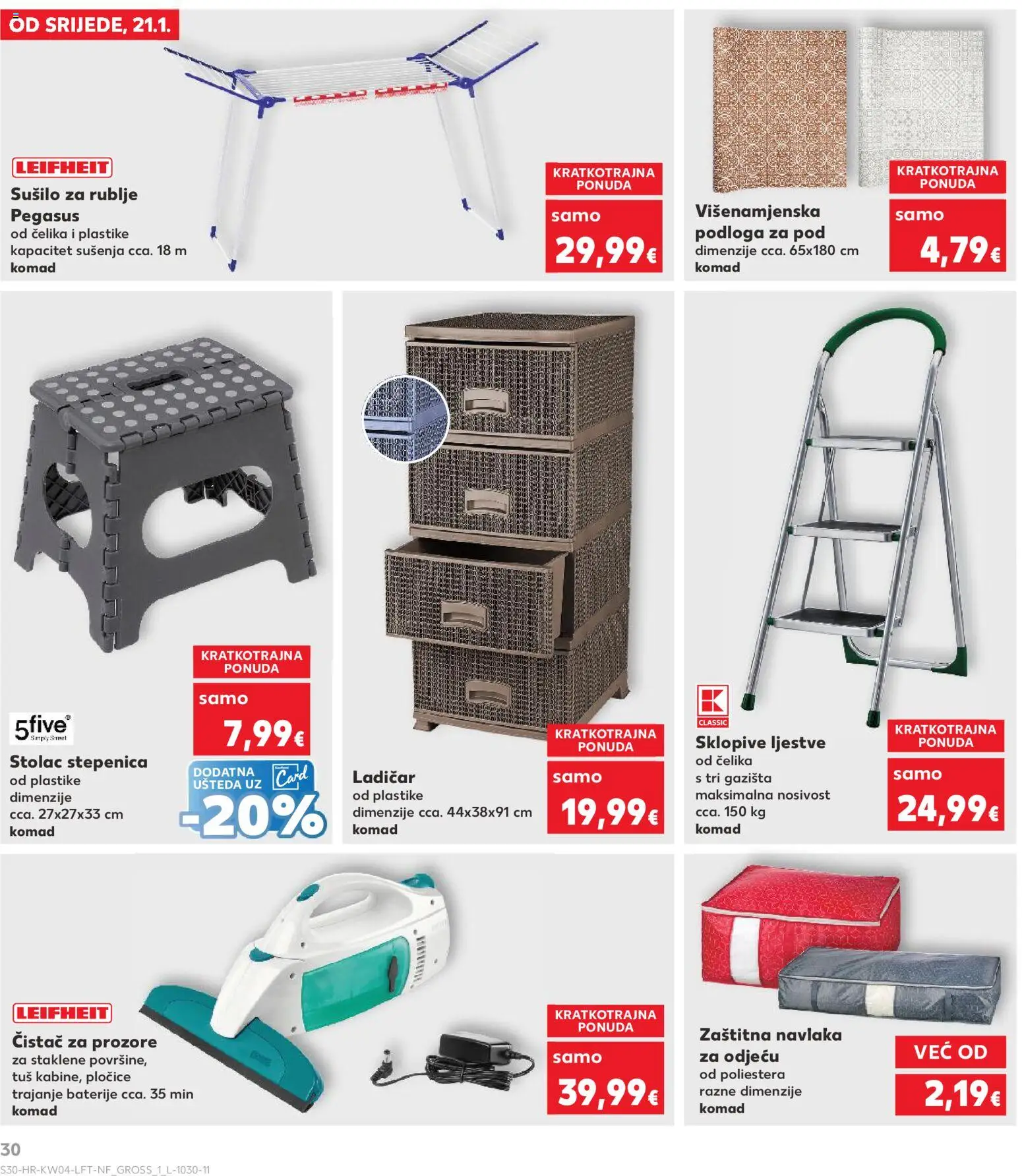 Kaufland katalog | vrijedi od 21.01.2026 | Stranica: 30 | Proizvodi: Tuš, Ljestve, Baterije, Sušilo za rublje