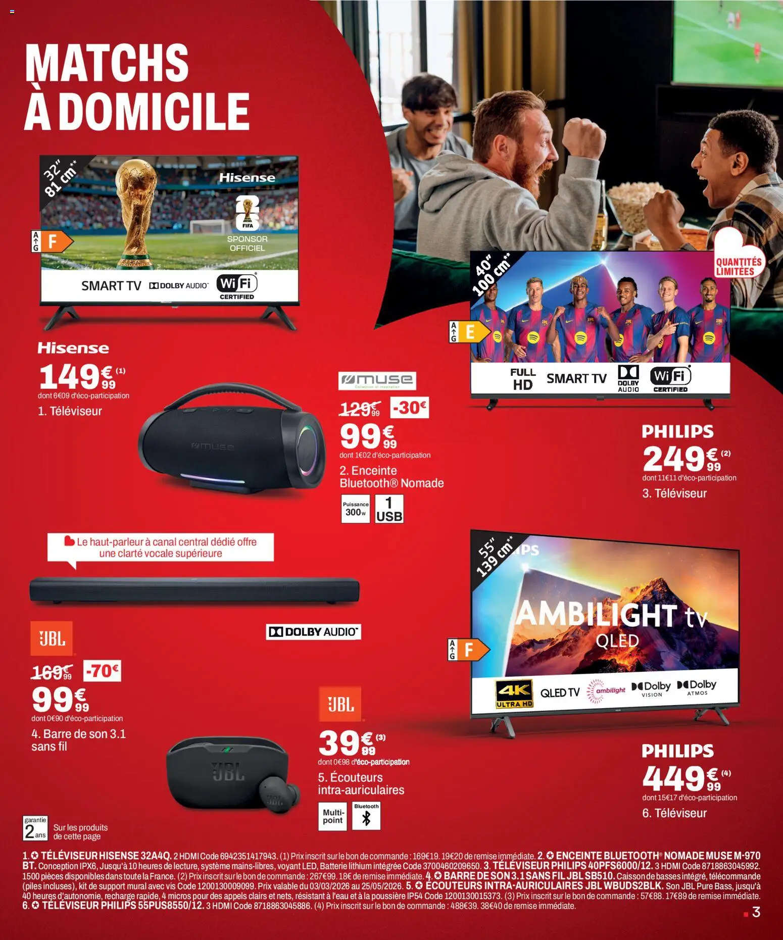 {H1} | Page: 3 | Produits: Support mural, Televiseur, Batterie, Piles