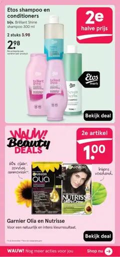 Etos shampoo en conditioners, bijv. Brilliant Shine shampoo 300 ml, 2 stuks - Voorbeeld van een folder van Etos, geldig van 16.02.2026 | Pagina: 67 | Producten: Geur, Shampoo, Conditioner, Crème