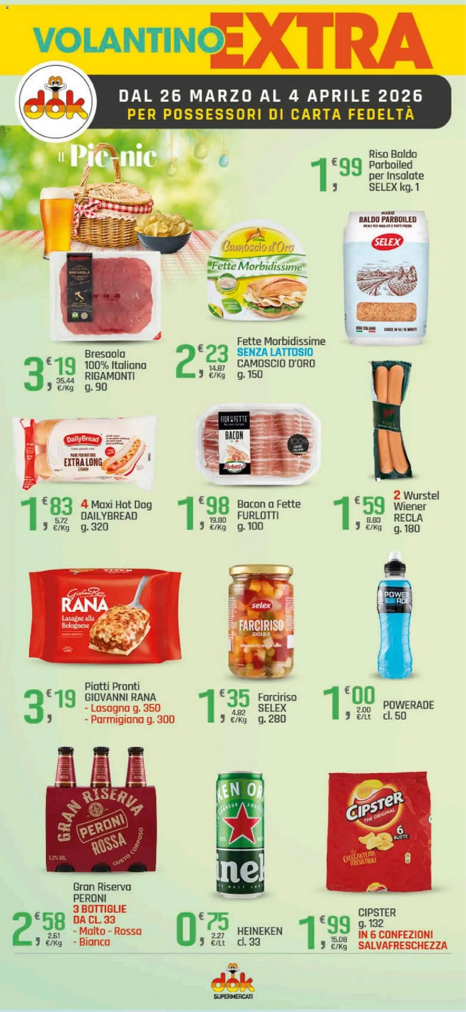 Volantino DOK del 26.03.2026 | Pagina: 19 | Prodotti: Bresaola, Wurstel, The, Heineken