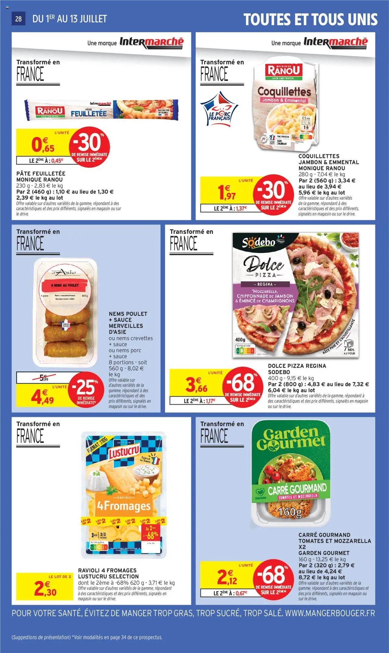  | Page: 30 | Produits: Pâte feuilletée, Pizza, Porc, Coquillettes