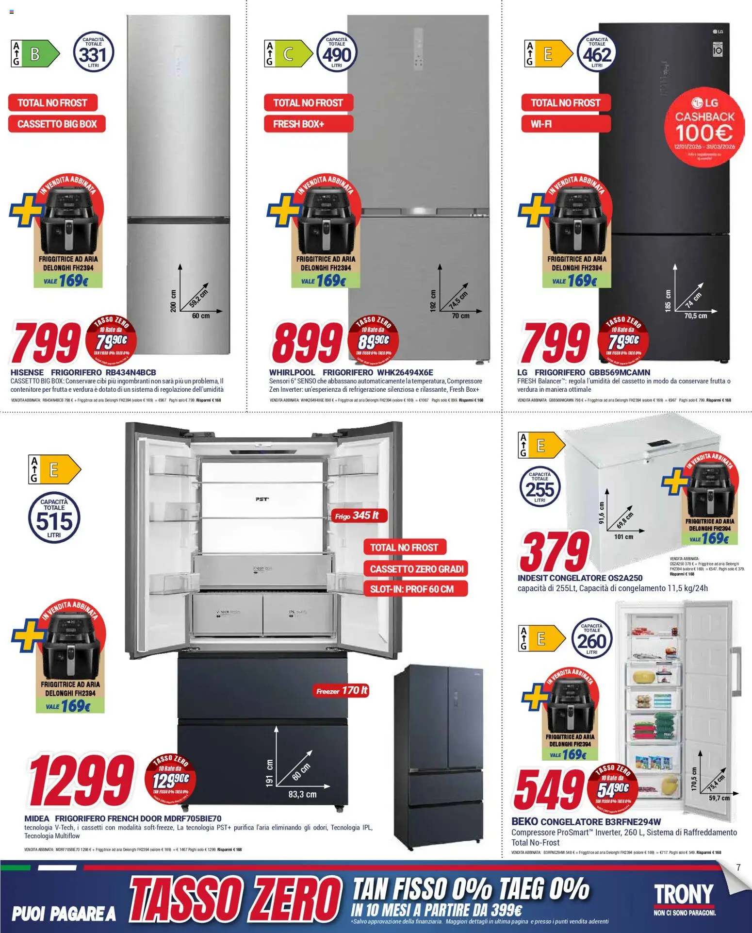 Volantino Trony del 15.01.2026 | Pagina: 7 | Prodotti: Compressore, Freezer, Contenitore, Frigorifero