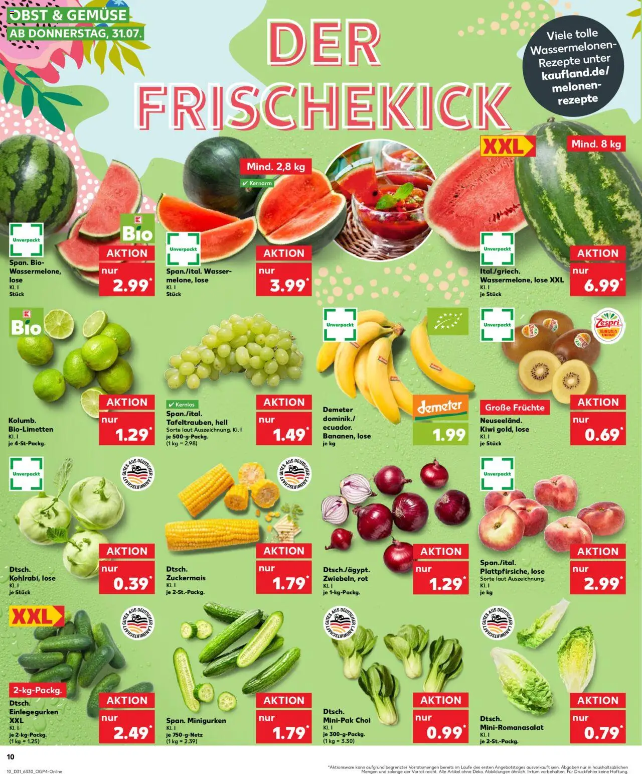 Kaufland prospekt Hamburg	 - gültig ab dem 31.07.2025 | Seite: 10 | Produkte: Kohlrabi, Gemüse, Obst, Kiwi