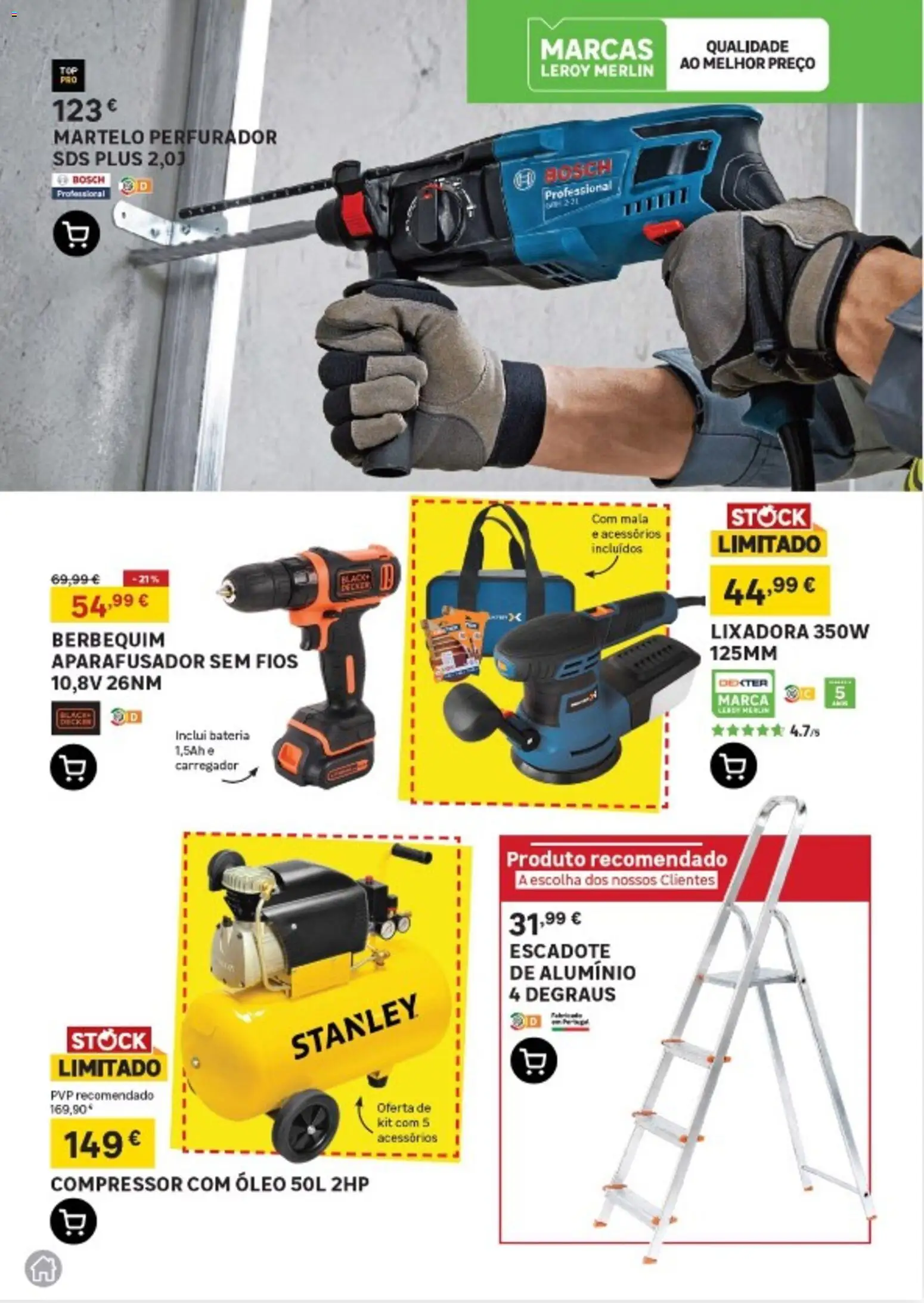 Leroy Merlin Arquipélago dos Açores │ válido de 13.11.2025 | Página: 9 | Produtos: Bateria, Óleo, Martelo, Compressor