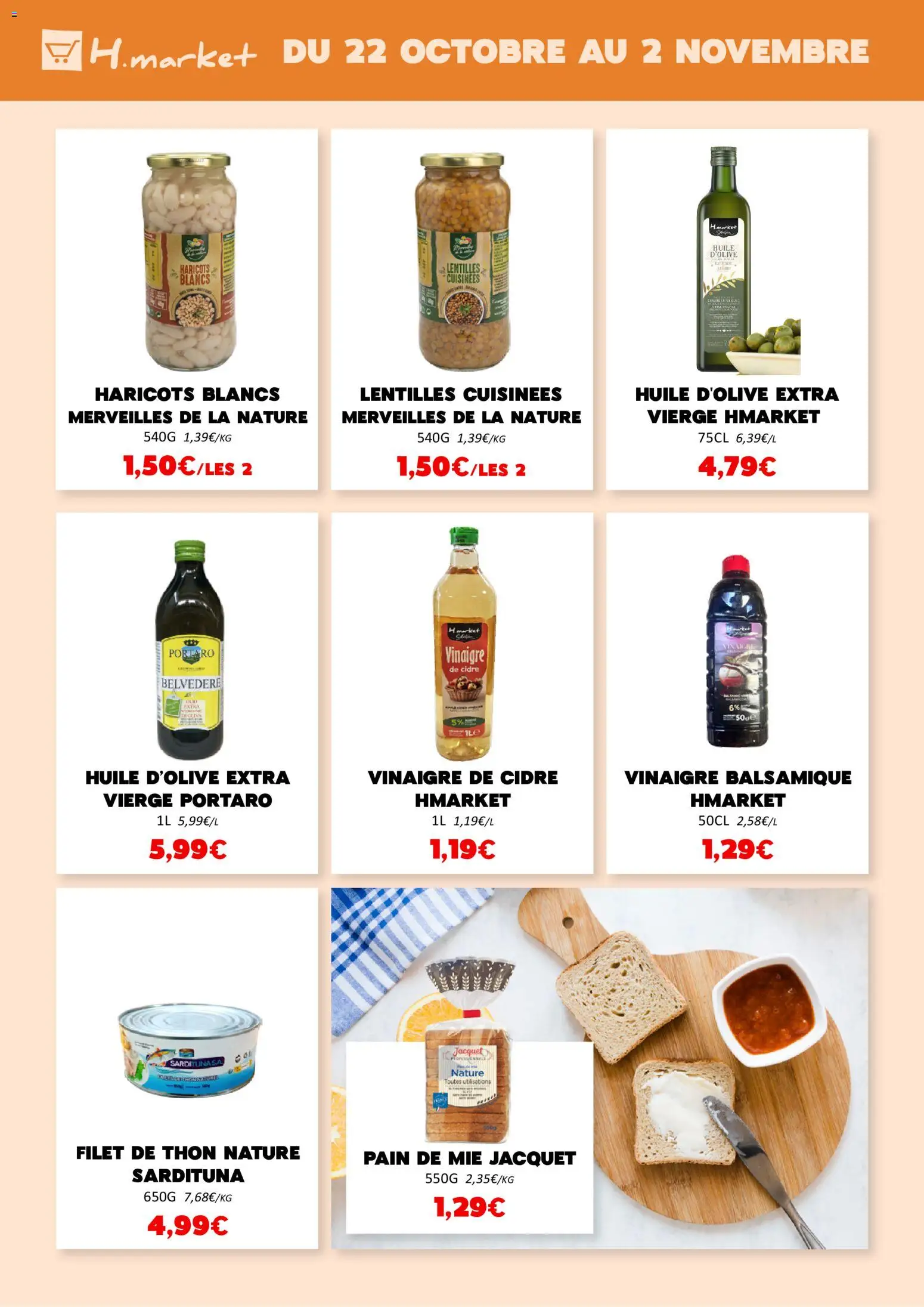 {H1} | Page: 8 | Produits: Pain de mie, Huile, Pain, Vinaigre