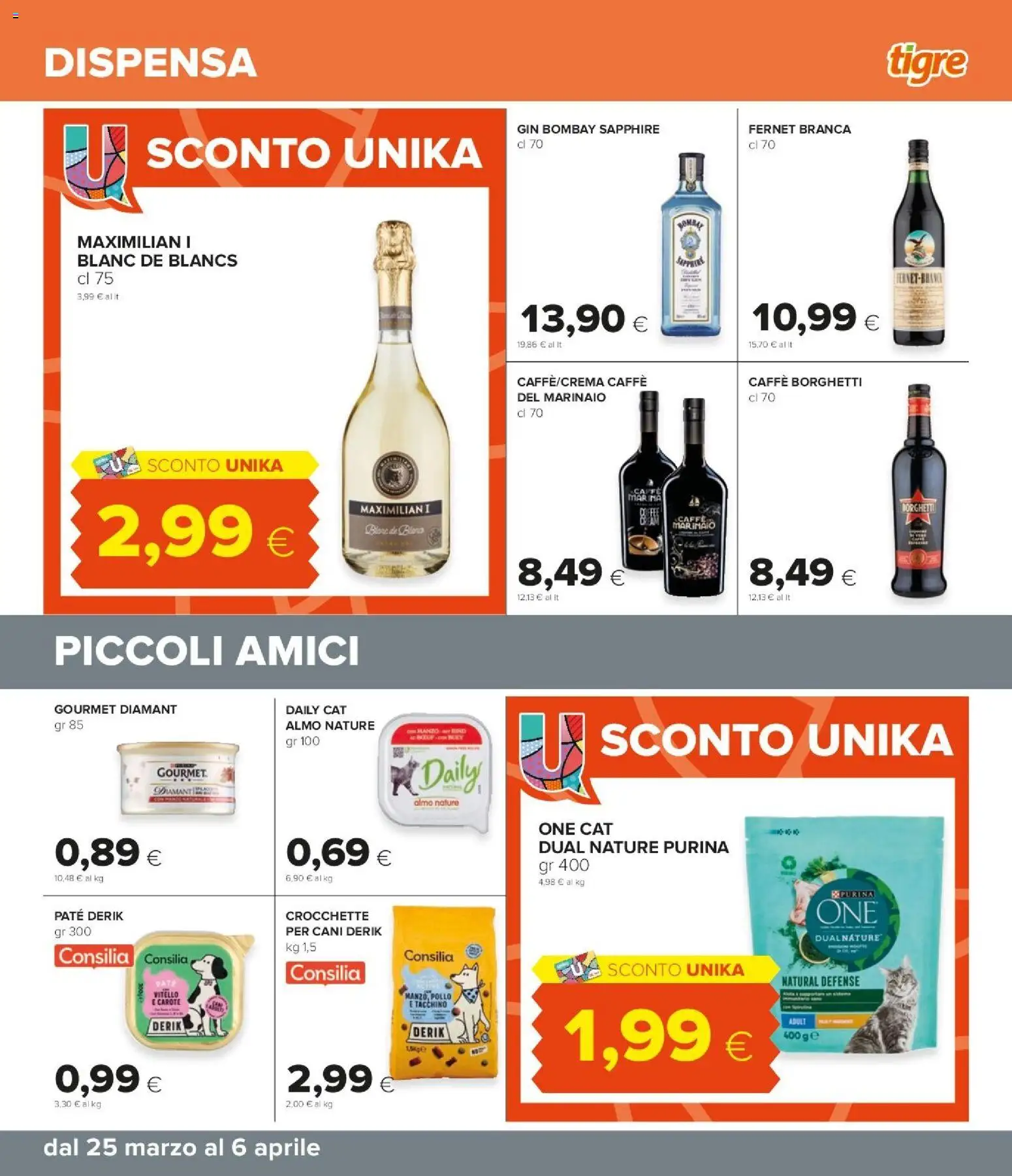 Volantino Tigre del 25.03.2026 | Pagina: 33 | Prodotti: Caffè, Gin, Carote, Vitello