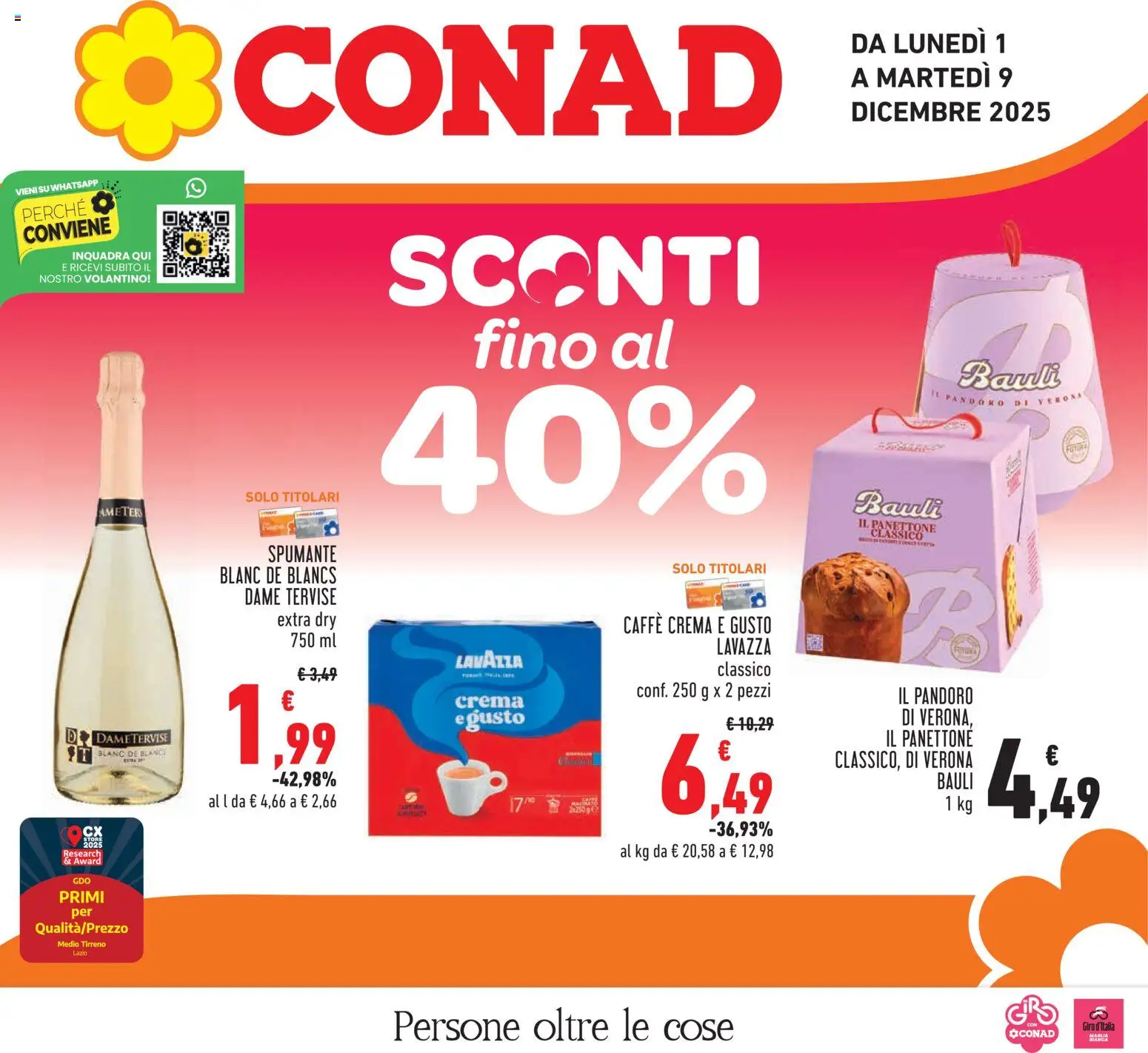 Volantino Conad del 01.12.2025 | Pagina: 1 | Prodotti: Caffè, Pandoro, Spumante, Lavazza