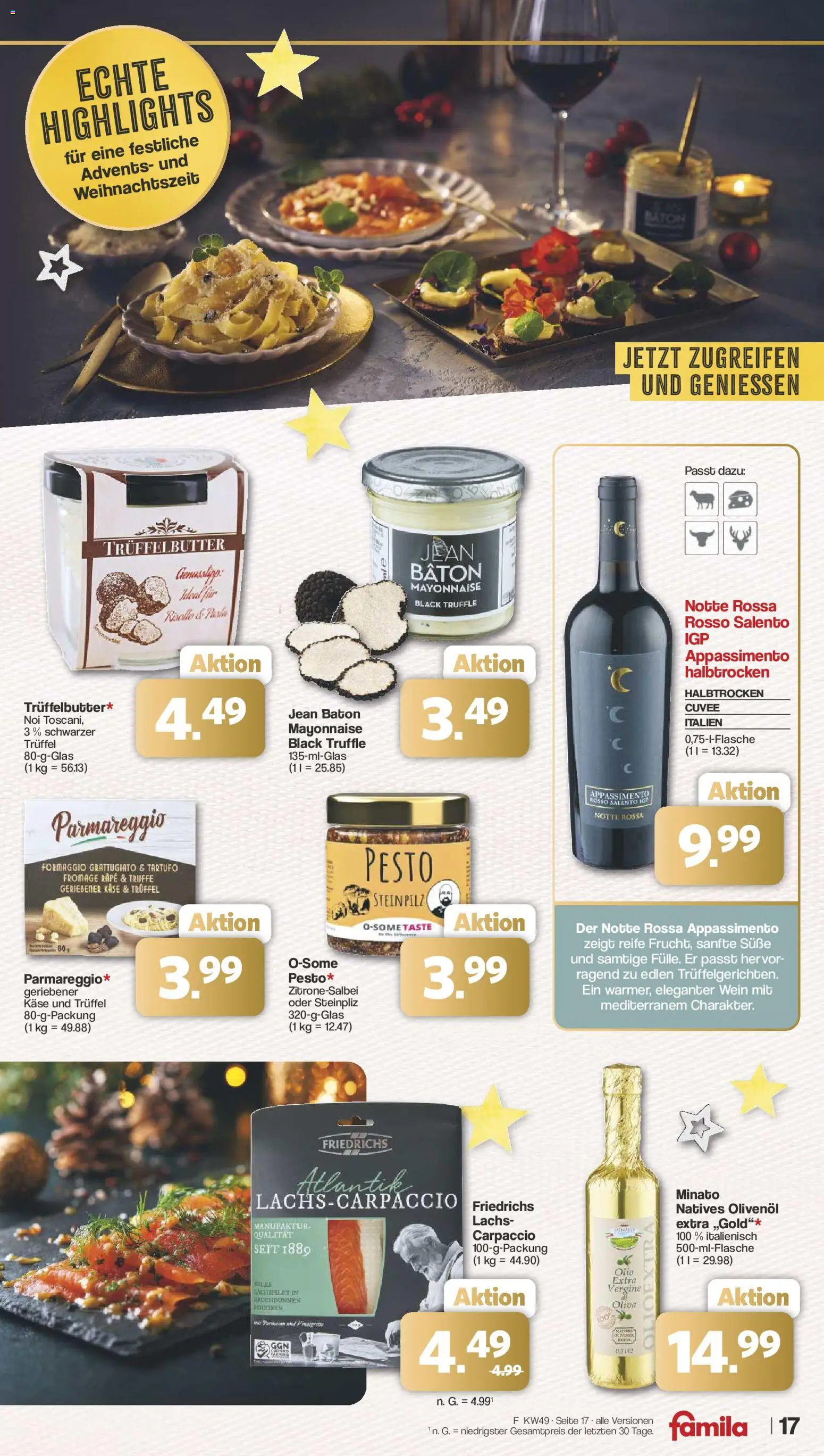 Famila Nordwest Prospekt 	 – gültig ab 01.12.2025 | Seite: 17 | Produkte: Käse, Olivenol, Mayonnaise, Wein