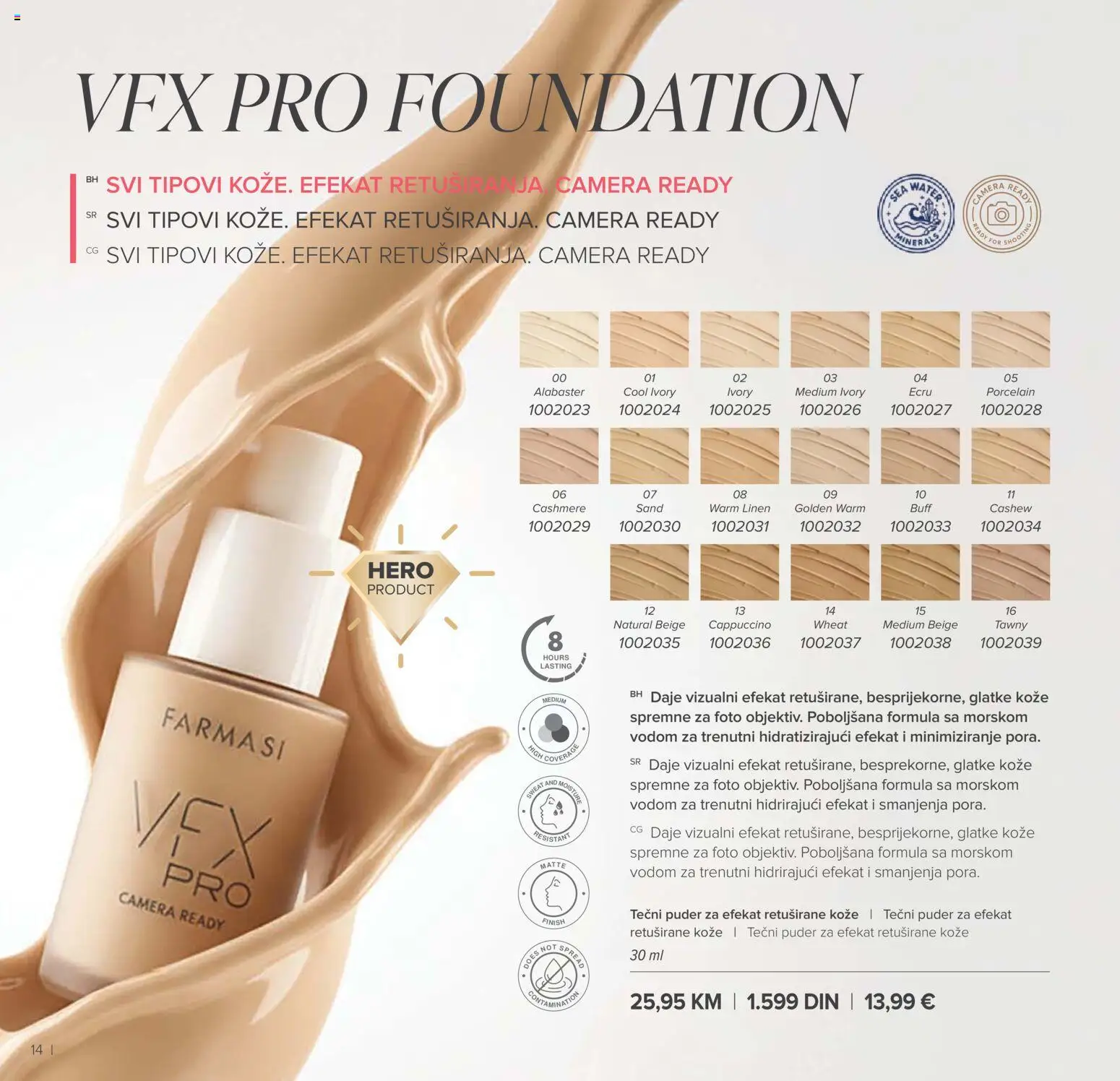 Farmasi katalog - važi od 01.03.2026 | Strana: 14 | Proizvode: Tečni puder, Finish, Puder