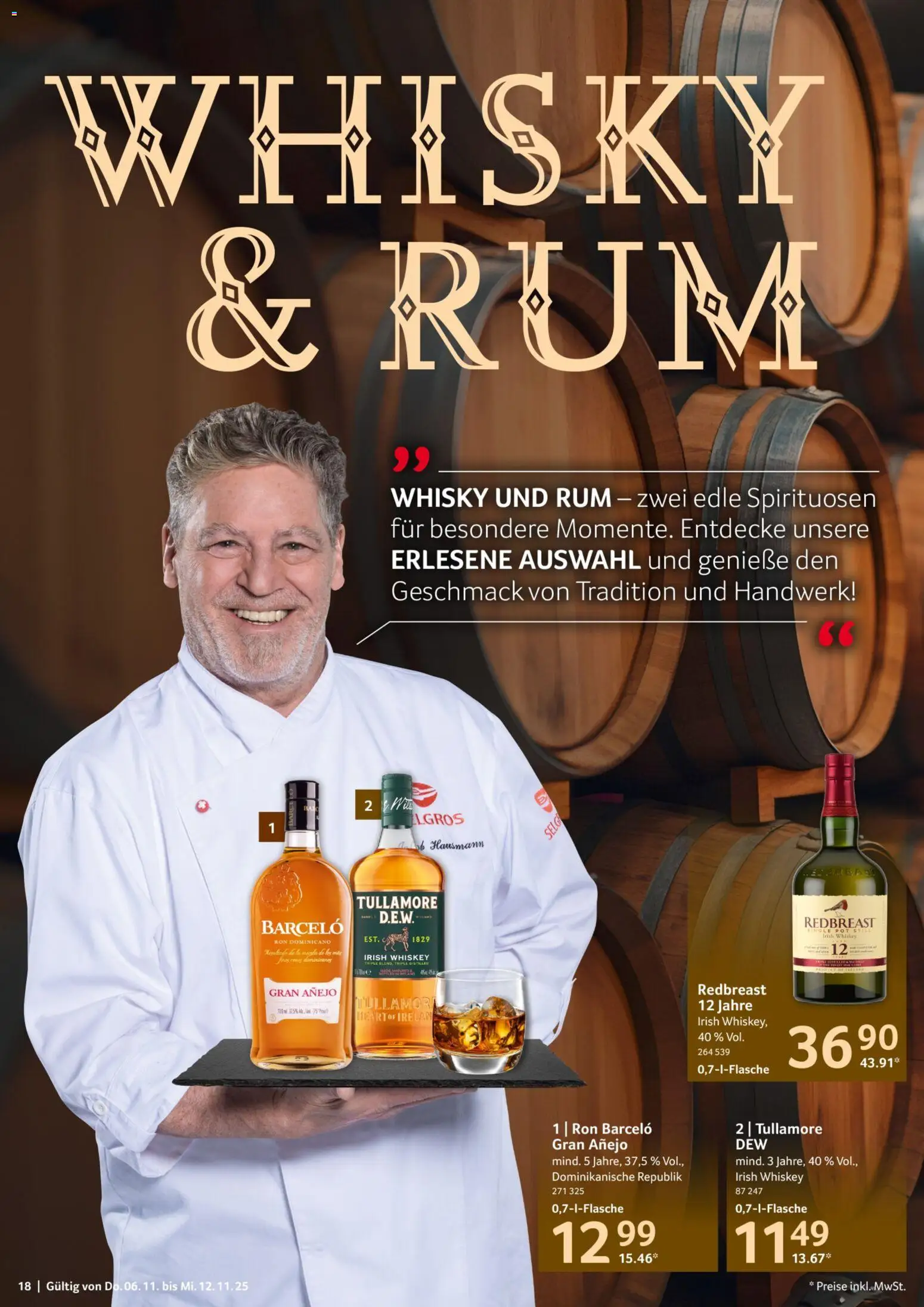 Selgros Prospekt 	 – gültig ab 06.11.2025 | Seite: 18 | Produkte: Whisky, Rum, Whiskey