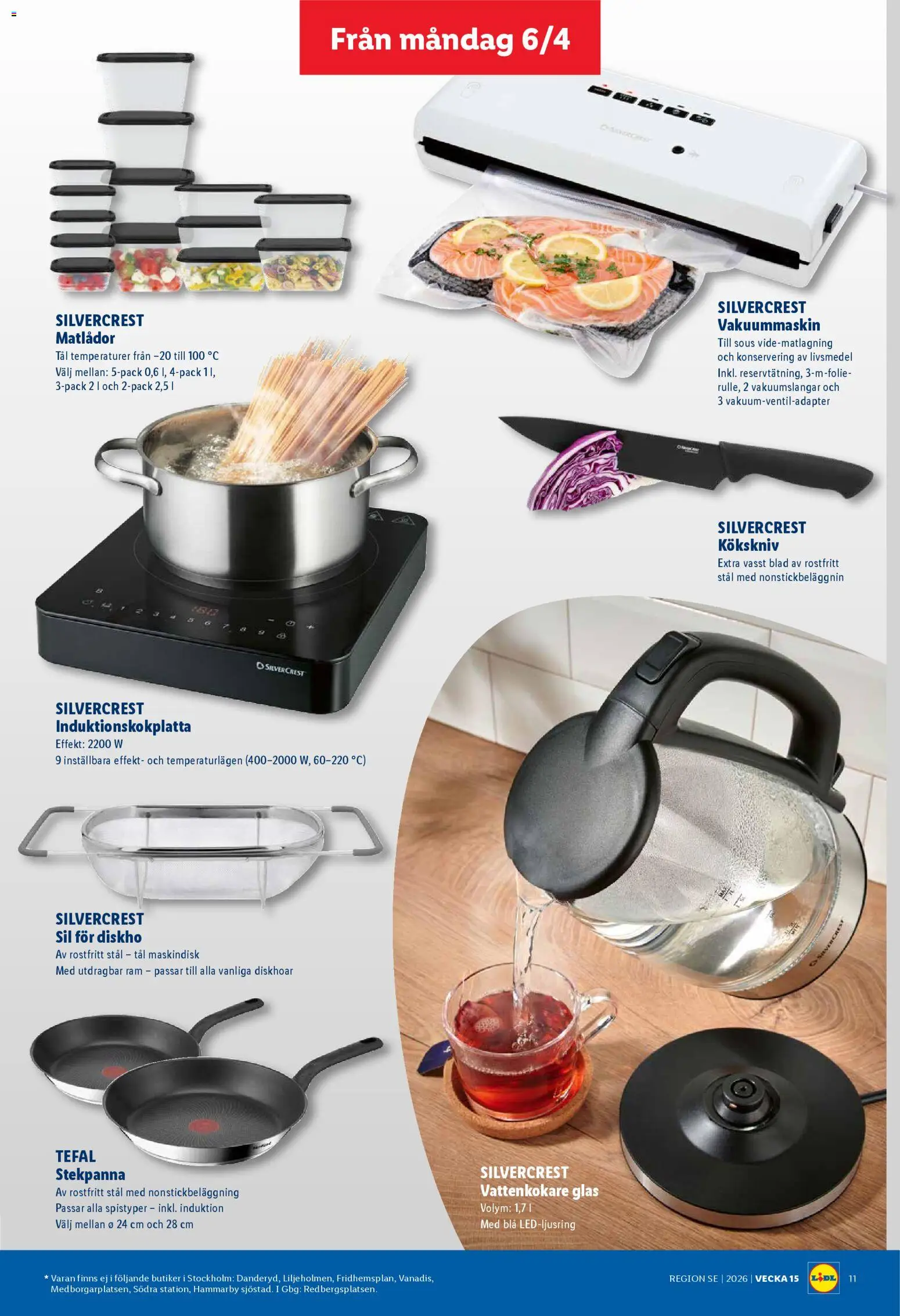 Lidl reklamblad aktuell från 12.03.2026 | Sida: 11 | Produkter: Vattenkokare, Vakuummaskin, Stekpanna