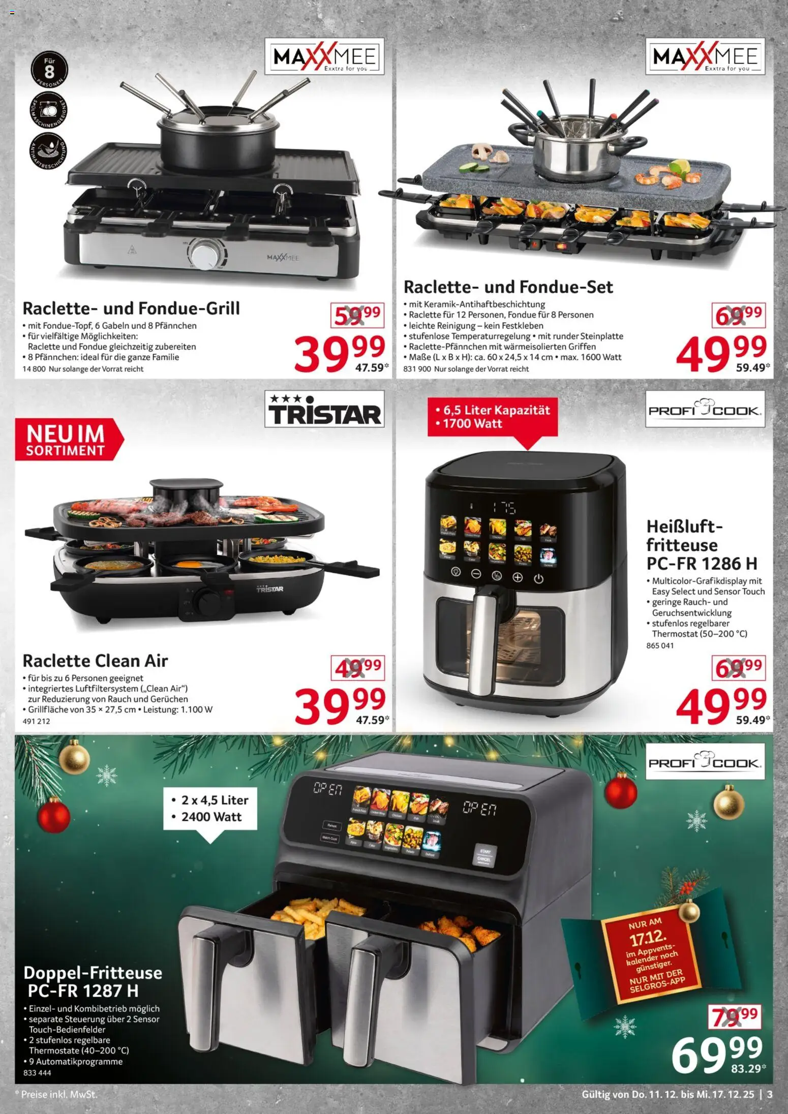 Selgros  Non Food – gültig ab 11.12.2025 | Seite: 3 | Produkte: Raclette, Fritteuse, Fondue
