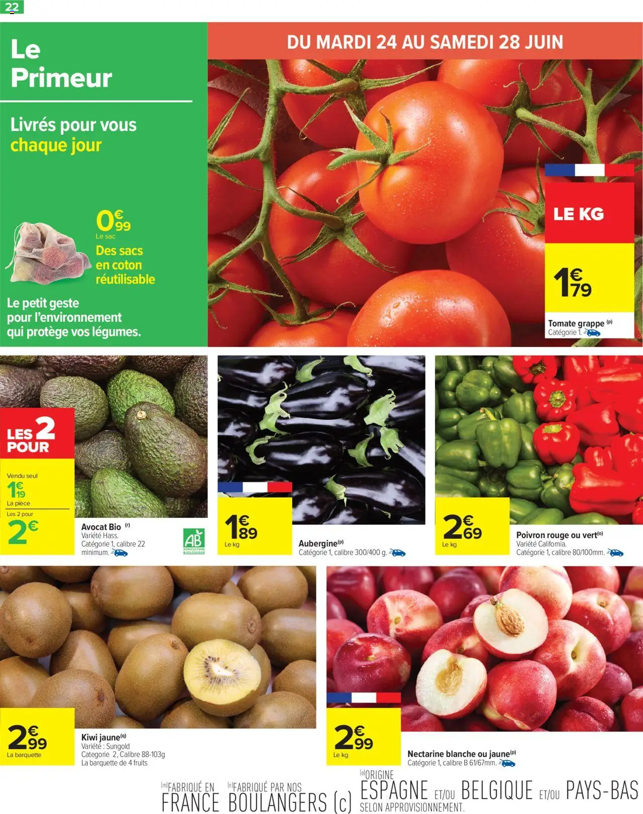  | Page: 24 | Produits: Tomate grappe, Sac, Aubergine, Kiwi