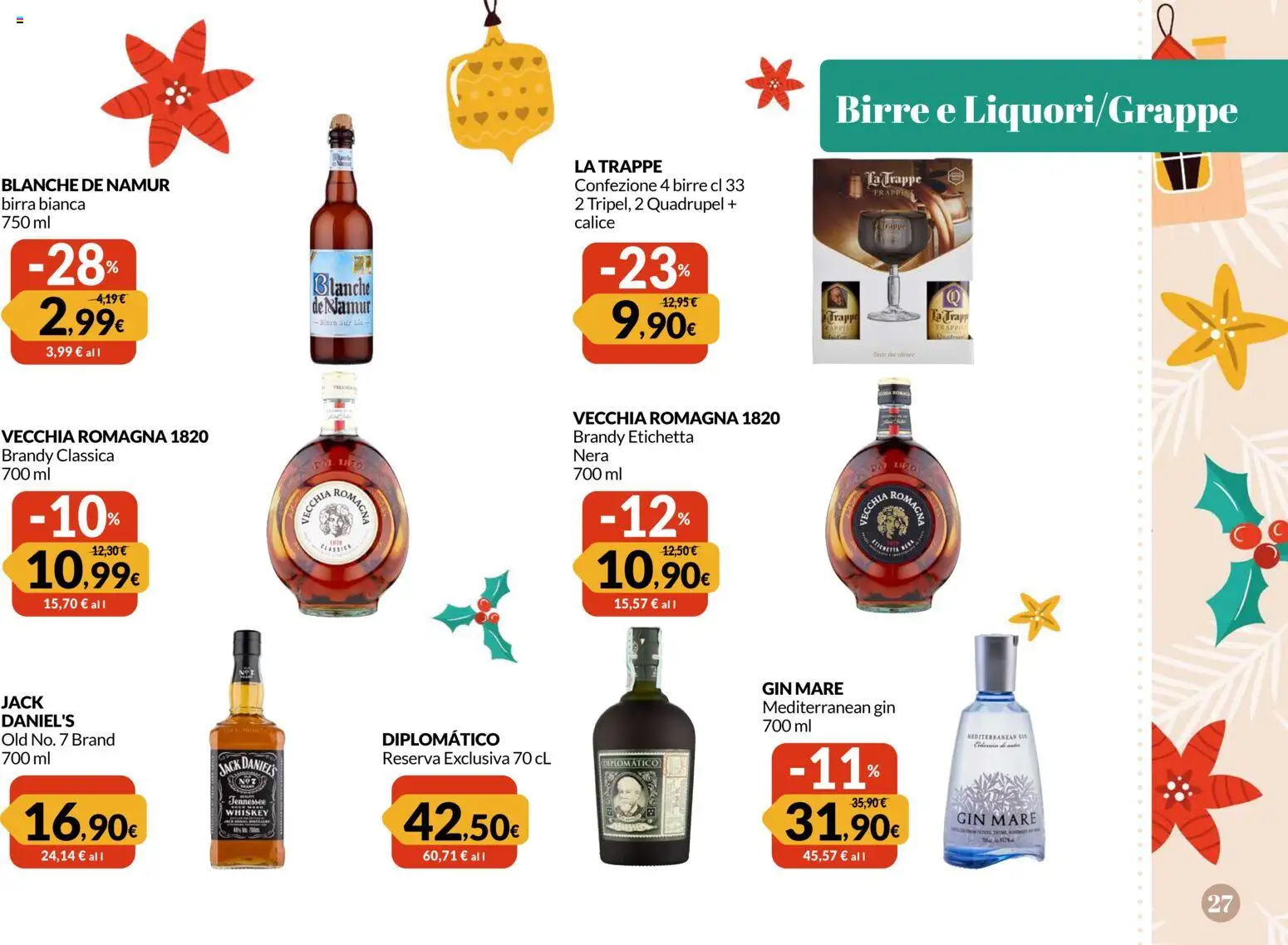 Volantino Famila del 24.11.2025 | Pagina: 27 | Prodotti: Calice, Birra, Gin, Brandy