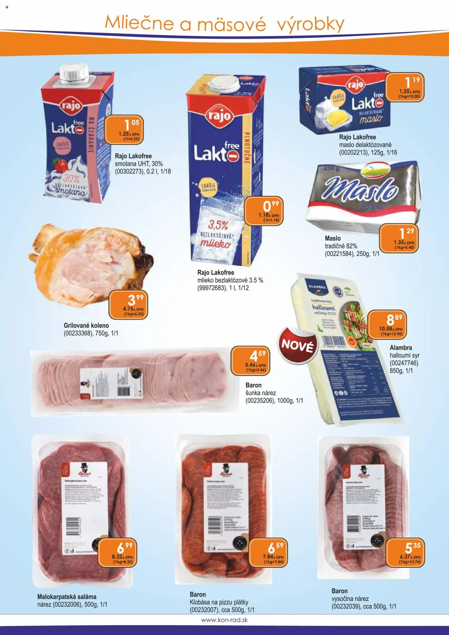 Nové KON - RAD akcie – leták je platný od 01.05.2026 | Strana: 37 | Produkty: Maslo, Mlieko, Saláma, Šunka