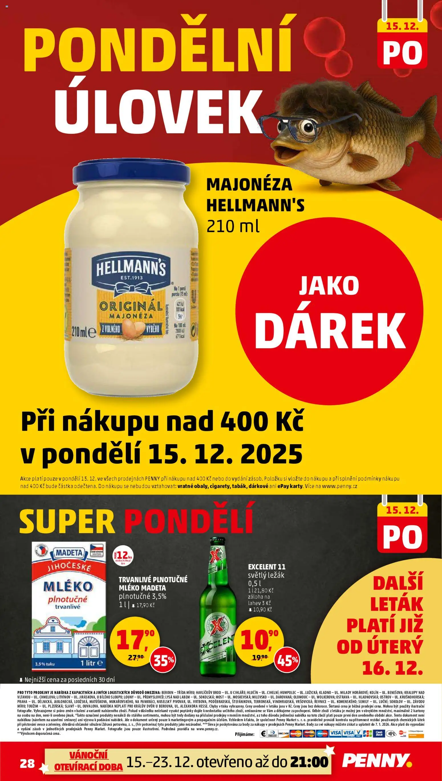 Penny Market leták - Čtvrtečník od 11.12.2025 | Strana: 28 | Produkty: Ovoce, Excelent 11, Majonéza Hellmann's, Láhev