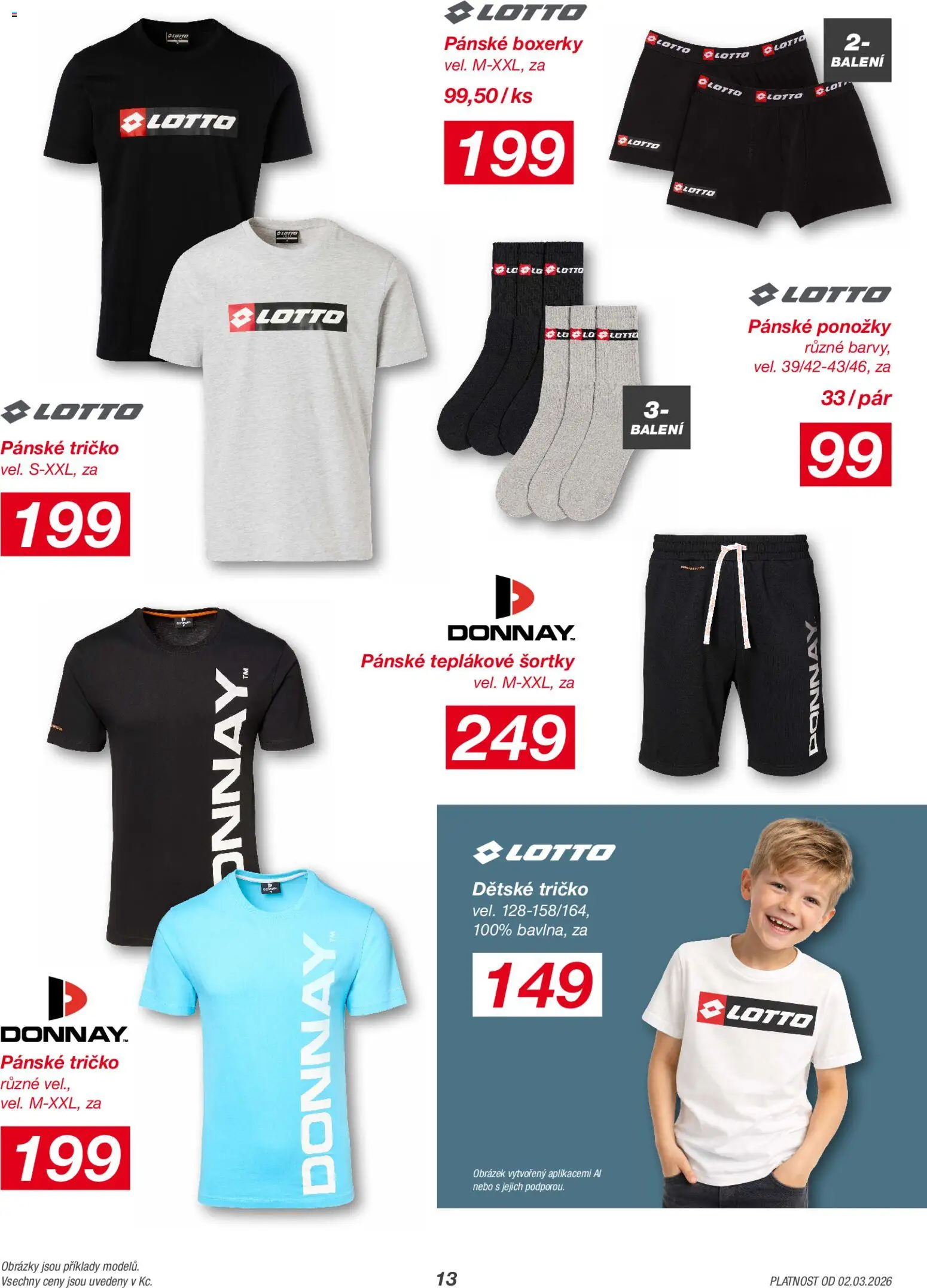 Kik leták od 02.03.2026 | Strana: 13 | Produkty: Tričko, Ponožky, Boxerky