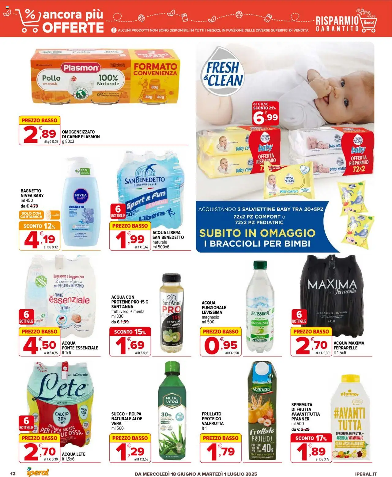 Volantino Iperal del 18.06.2025 | Pagina: 12 | Prodotti: Succo, Pera, Acqua naturale, Bagnetto