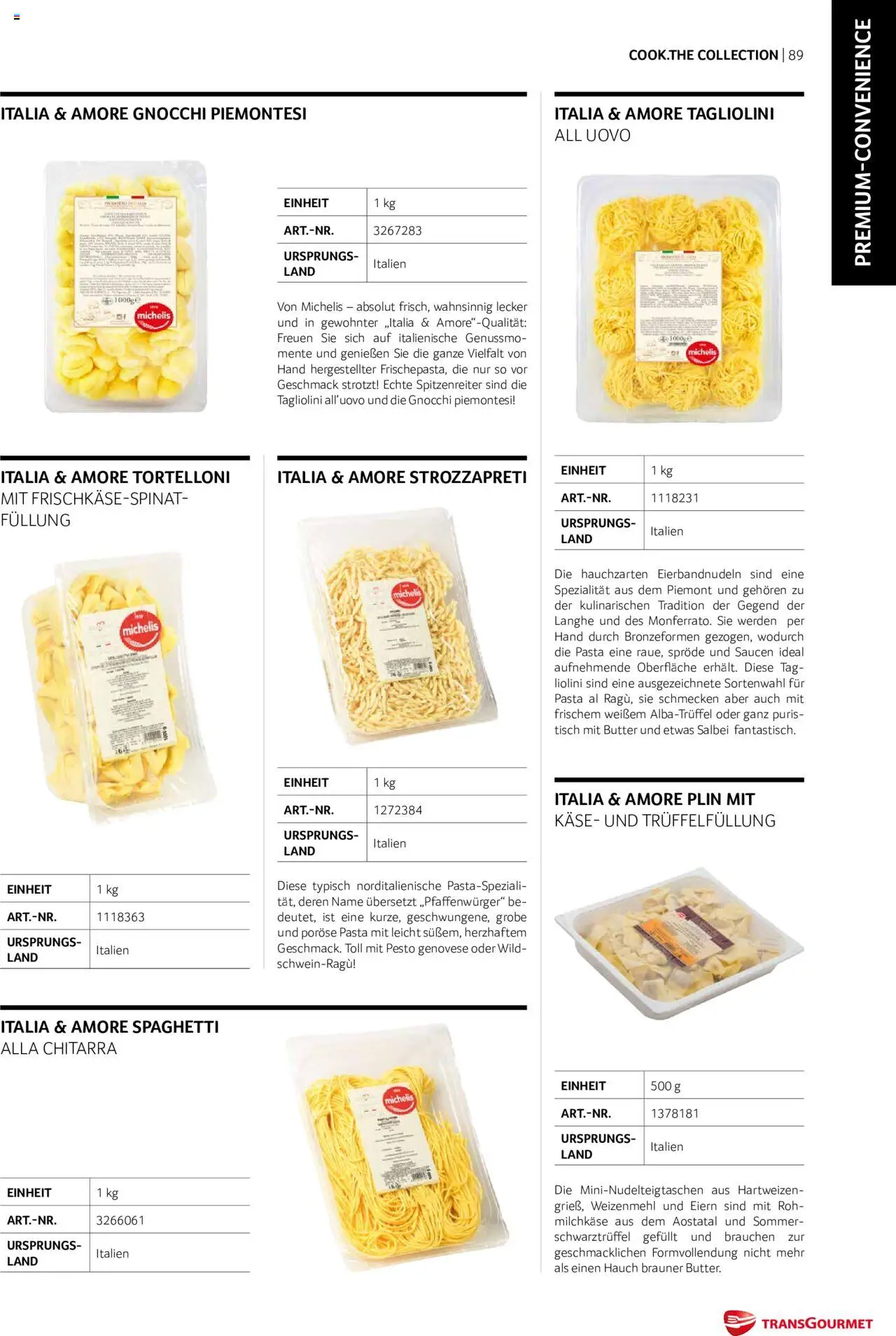 Transgourmet Cook Look-Book gültig ab 01.09.2023 | Seite: 89 | Produkte: Pasta, Tisch, Butter, Käse