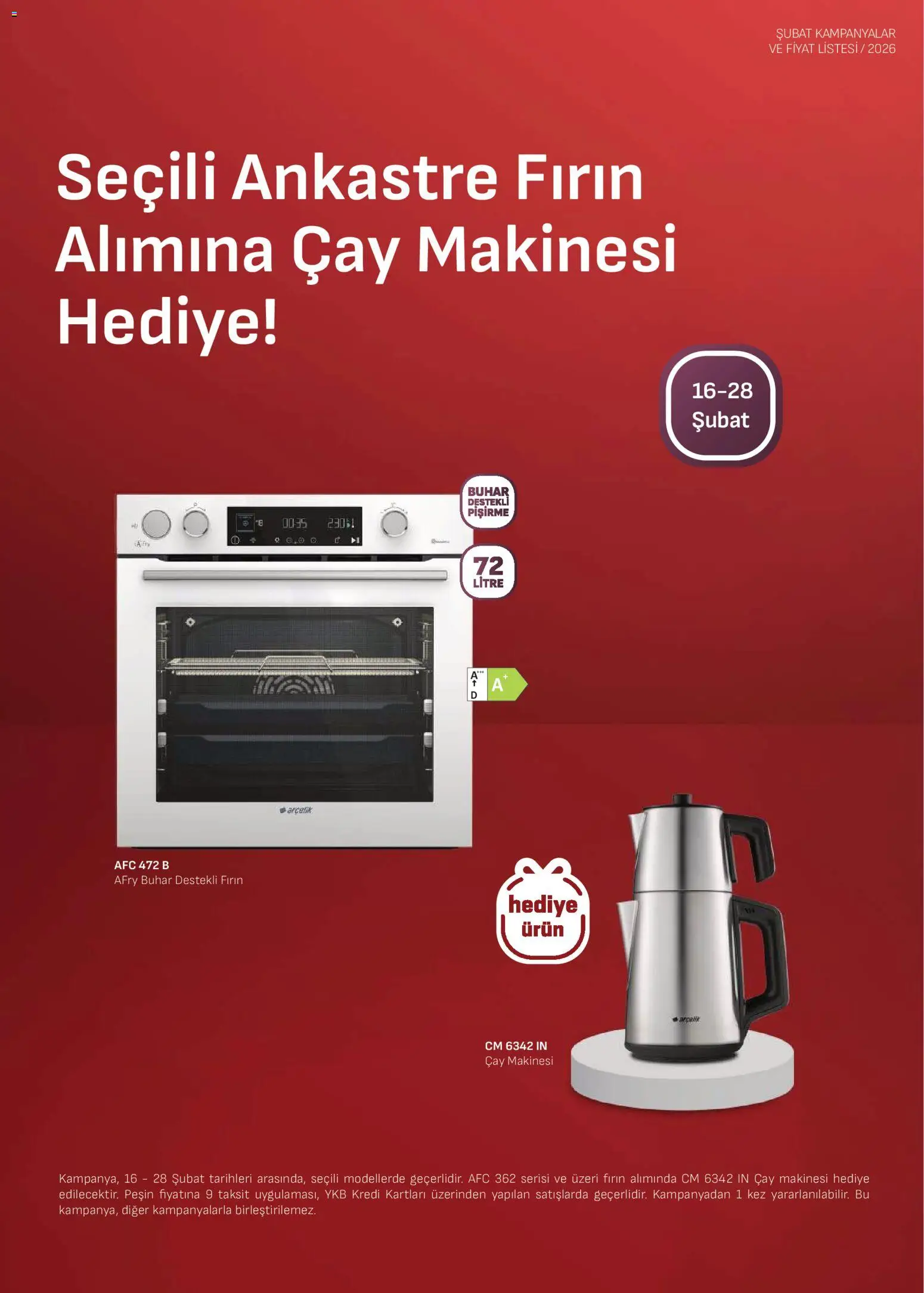 Arçelik Ankastre Kataloğu - 16.02.2026 tarihinden itibaren geçerlidir | Sayfa: 2 | Ürünler: Çay makinesi, Çay, Fırın