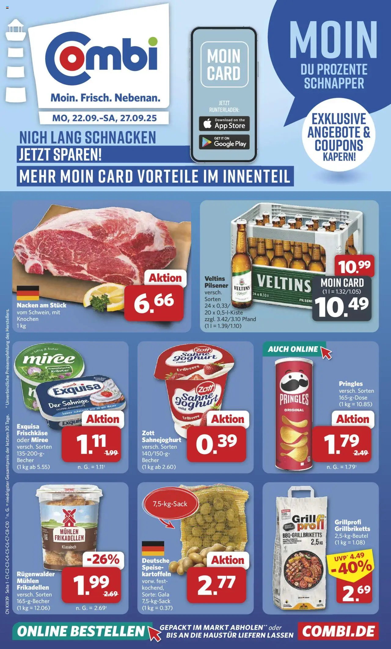 Combi Prospekt 	 – gültig ab 22.09.2025 | Seite: 1 | Produkte: Joghurt, Exquisa, Veltins, Frischkase