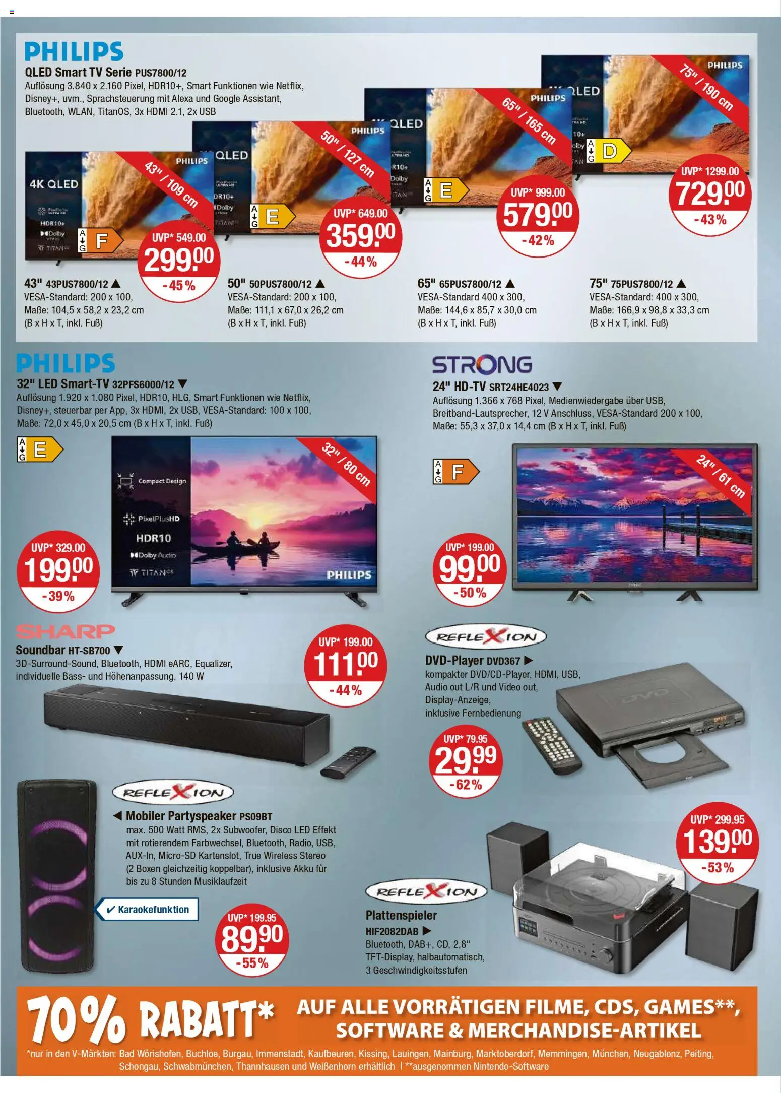 V-Markt - M&#252;nchen – gültig ab 18.12.2025 | Seite: 18 | Produkte: Plattenspieler, Philips, USB, Smart TV